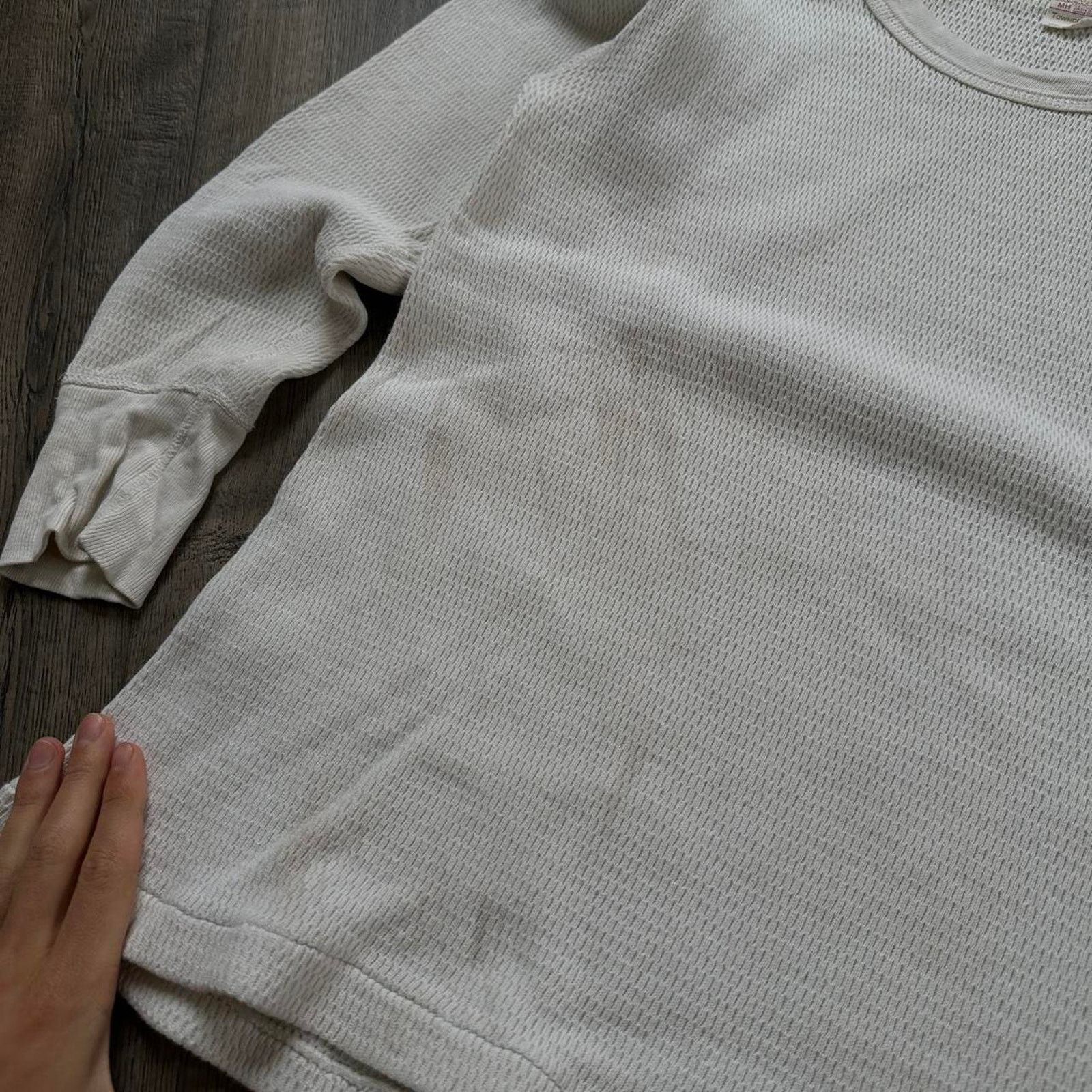 Vintage Vintage 70s Thrashed Basic White Cream Thermal Longsleeve Size US L / EU 52-54 / 3 - 2 Thumbnail