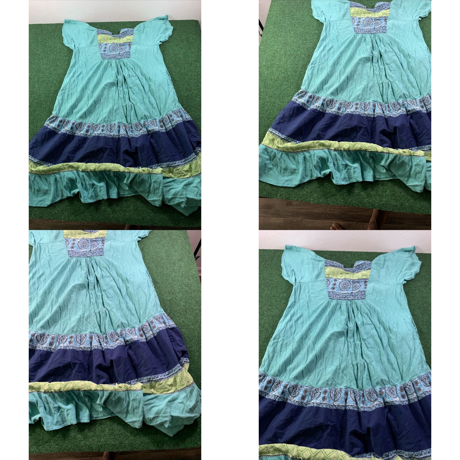 Vintage Unbranded Ocean Blue Multi design Lounge Dress Full MooMoo Size L Pockets Size L / US 10 / IT 46 - 8 Thumbnail