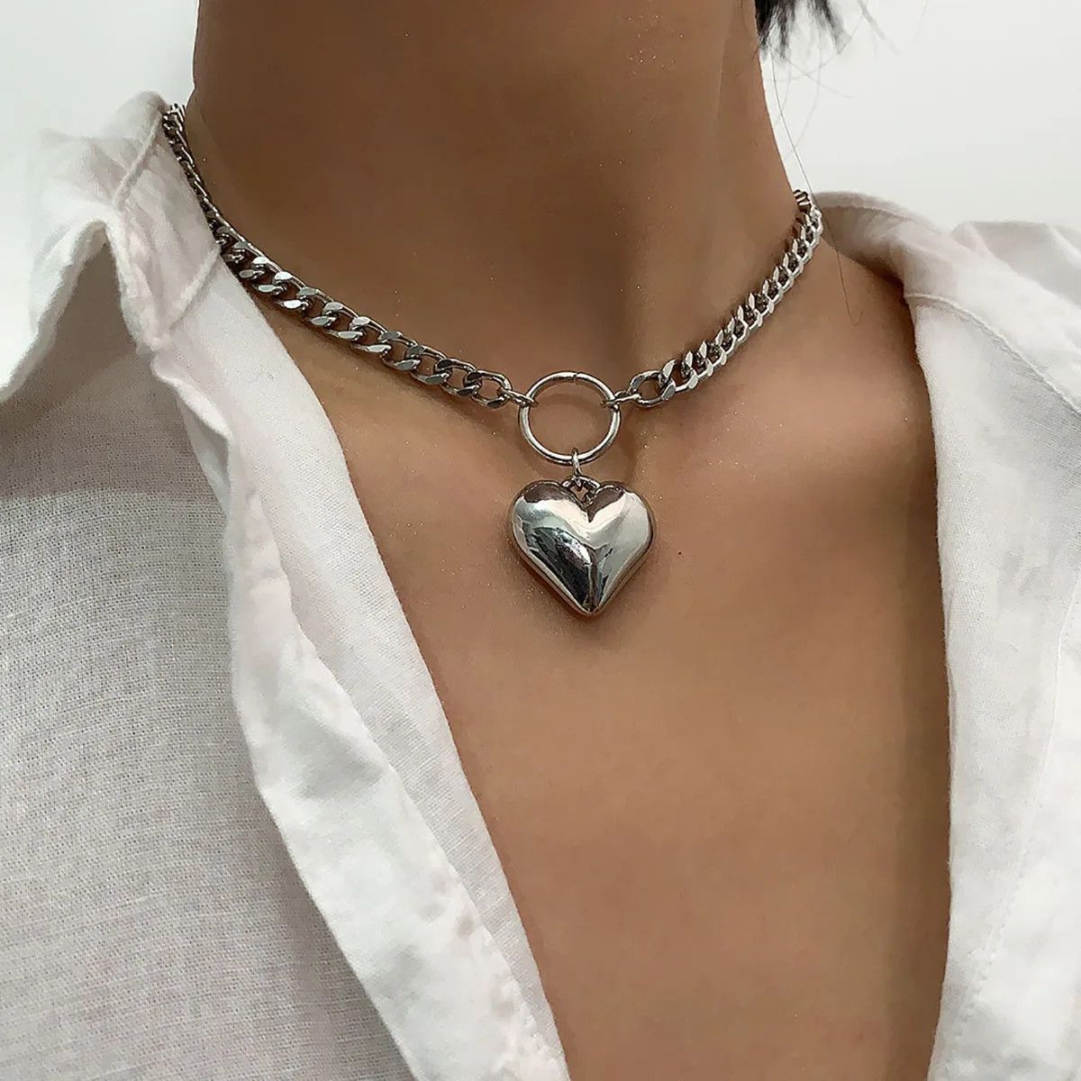 Other Big Heart Pendant Clavicle Necklace Size ONE SIZE - 2 Thumbnail