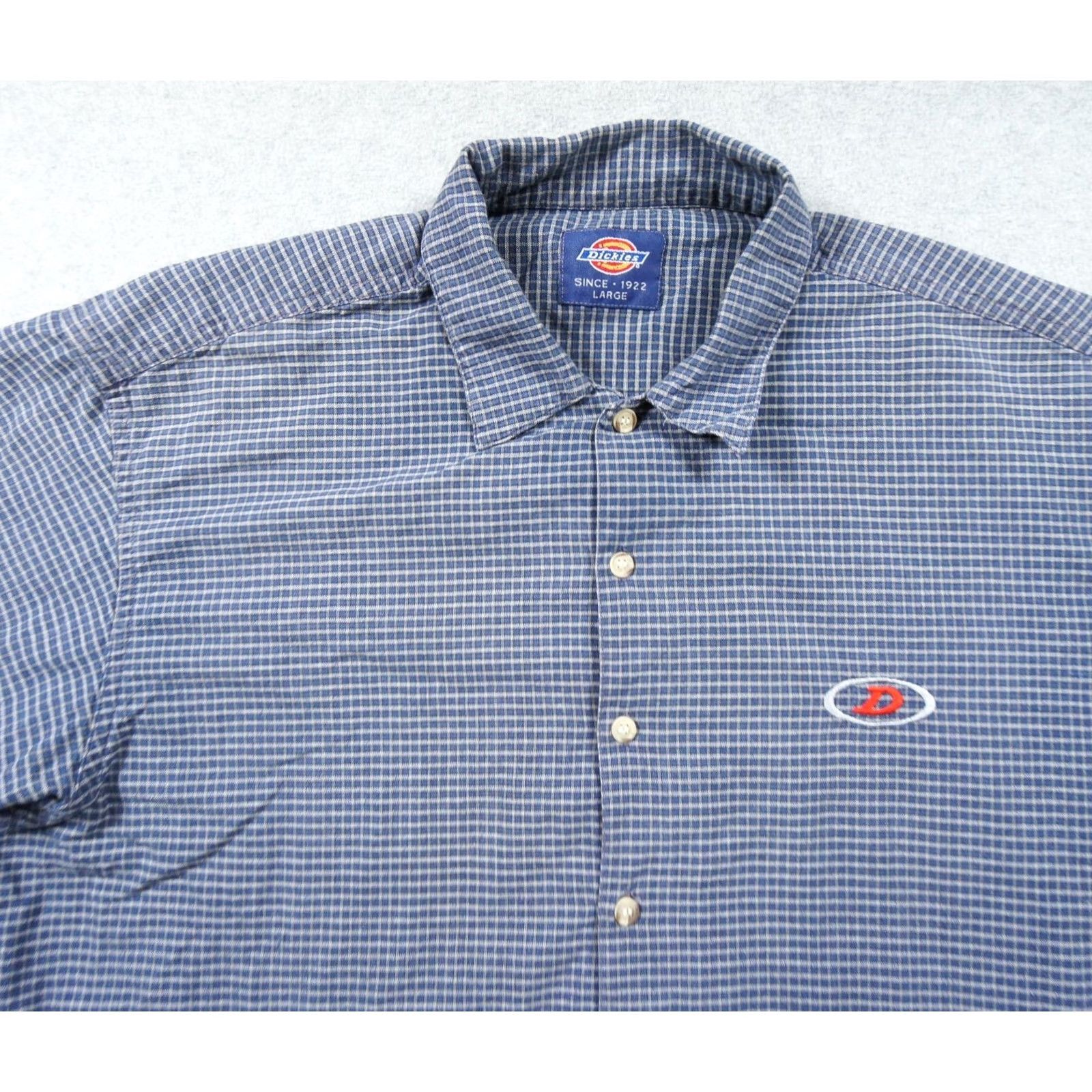 Dickies Dickies Shirt Mens Large Blue Button Up Check Short Sleeve Workwear Logo Y2K Size US L / EU 52-54 / 3 - 2 Thumbnail