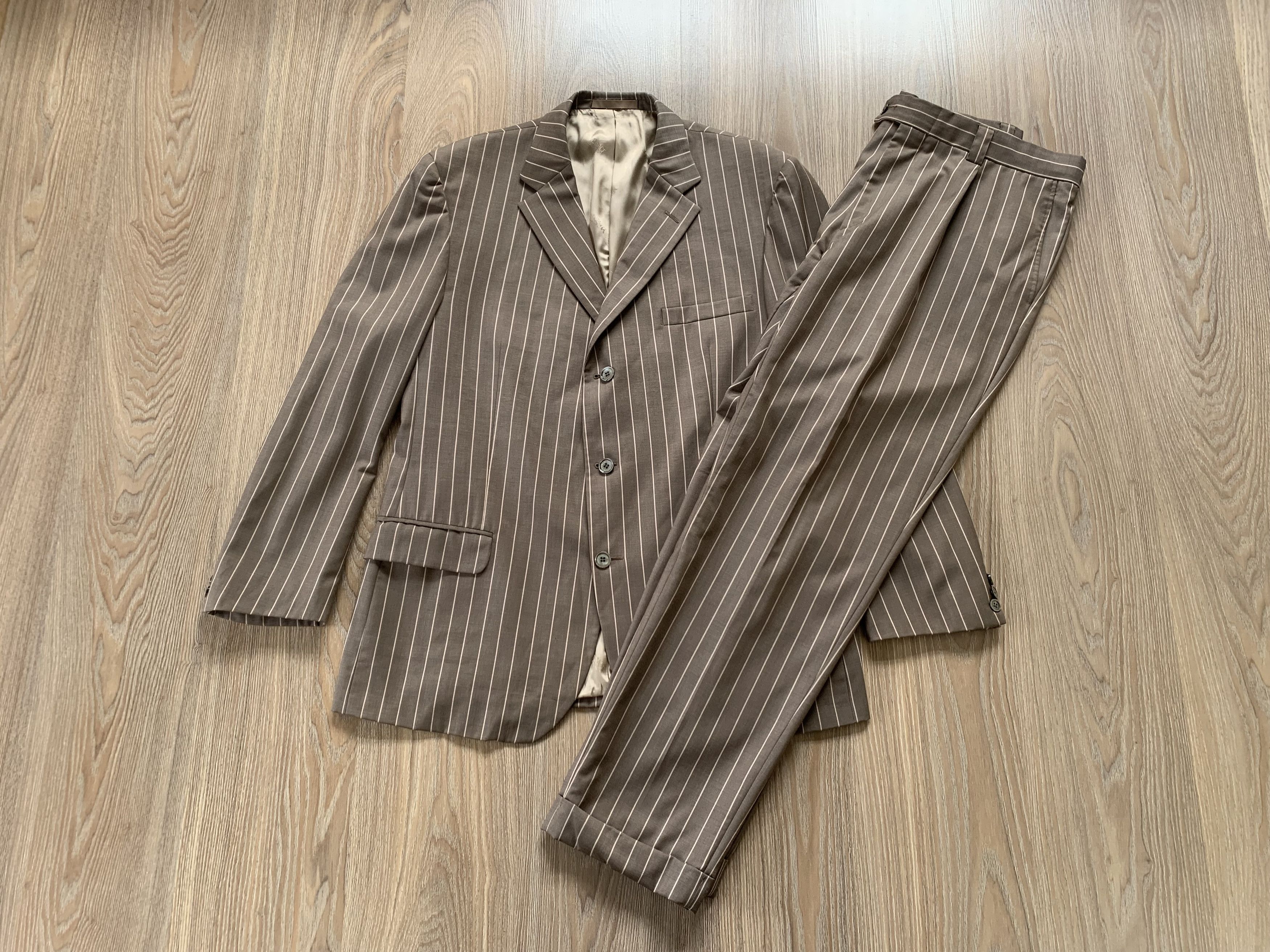 Versace Vintage Versace Collection Stripe Men's Double Suit Size 50L - 2 Thumbnail