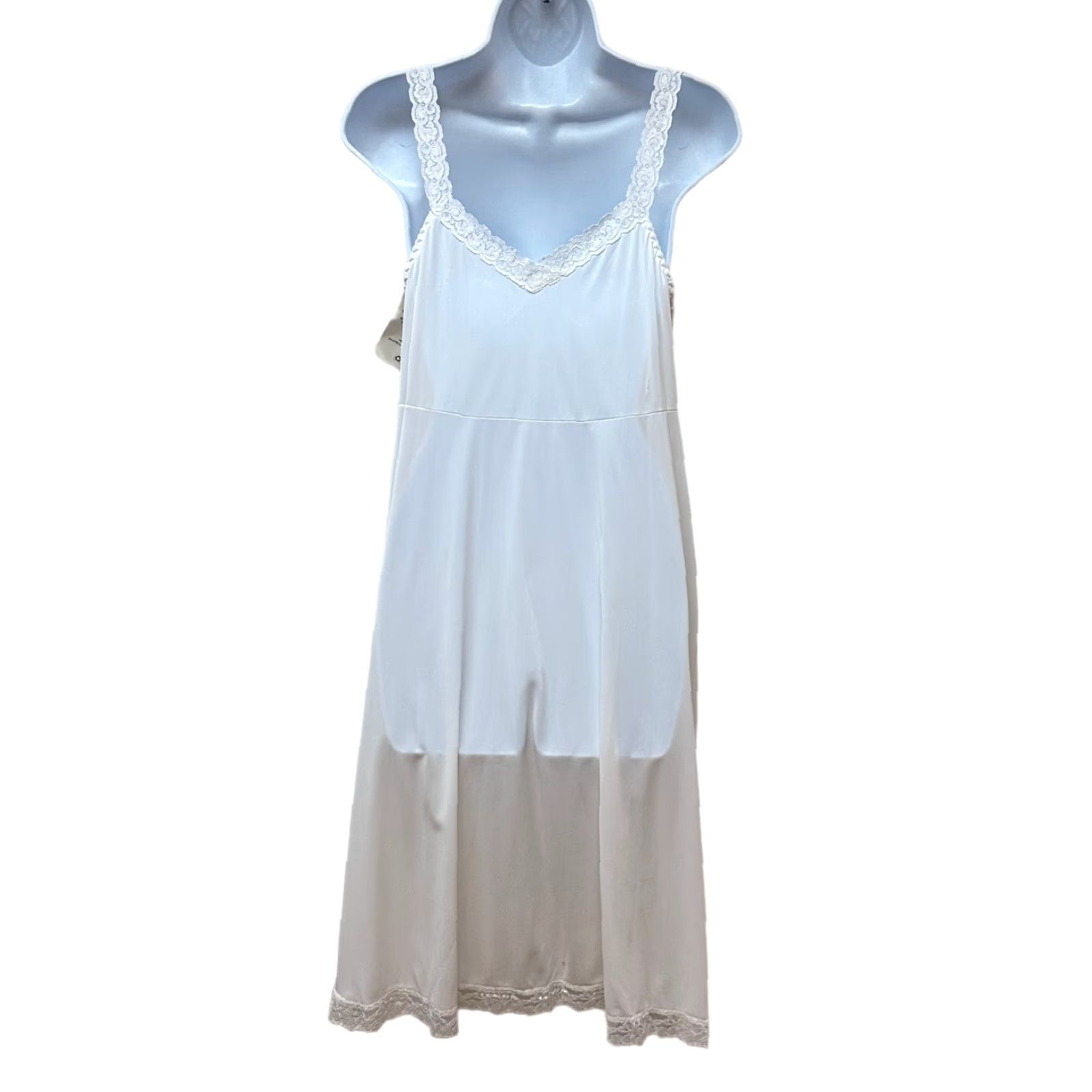 Vintage VINTAGE Shadowline White Slip Lingerie Satin Nylon Lace Size 38 24" NEW Shadowline Womens - Nightwear Slip Size ONE SIZE - 3 Thumbnail