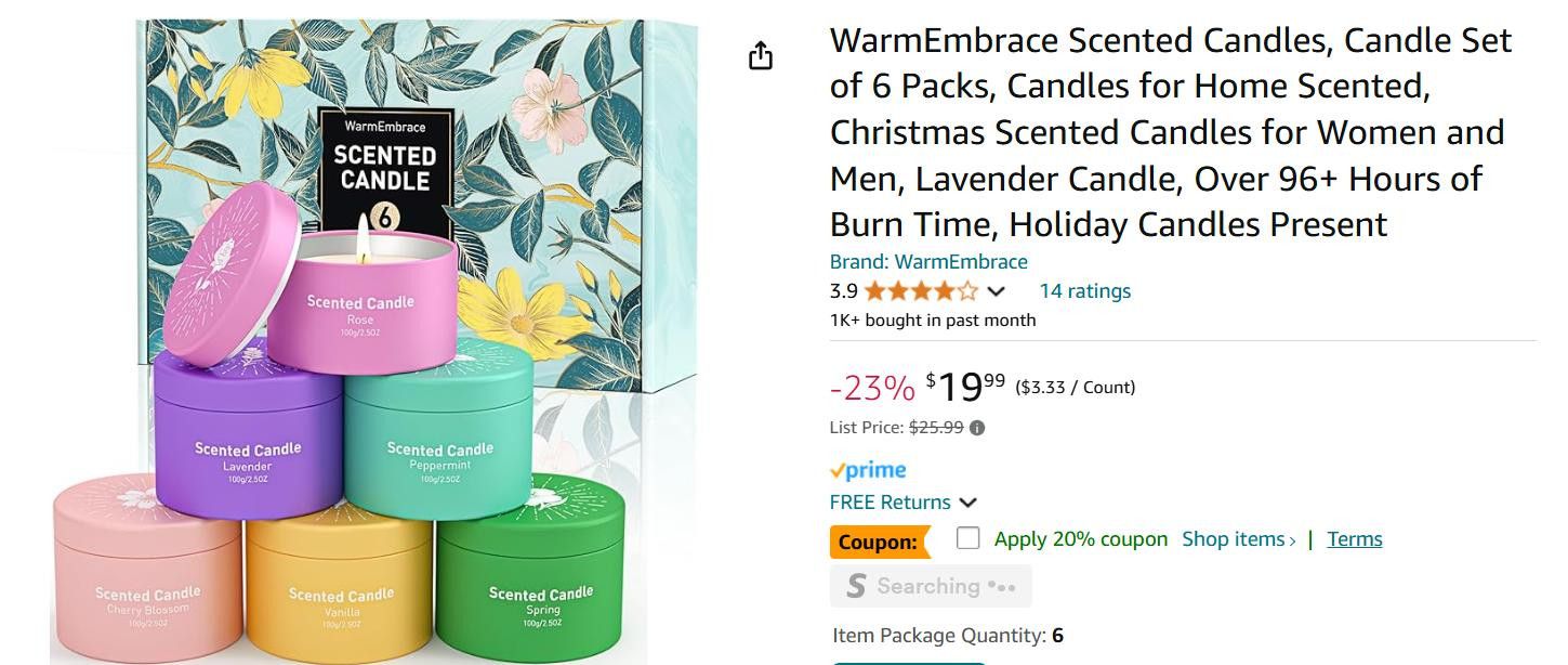 NBDN Nobrandedon Candle Set of 6 Packs, Over 96+ Hours of Burn Time Size ONE SIZE - 2 Thumbnail