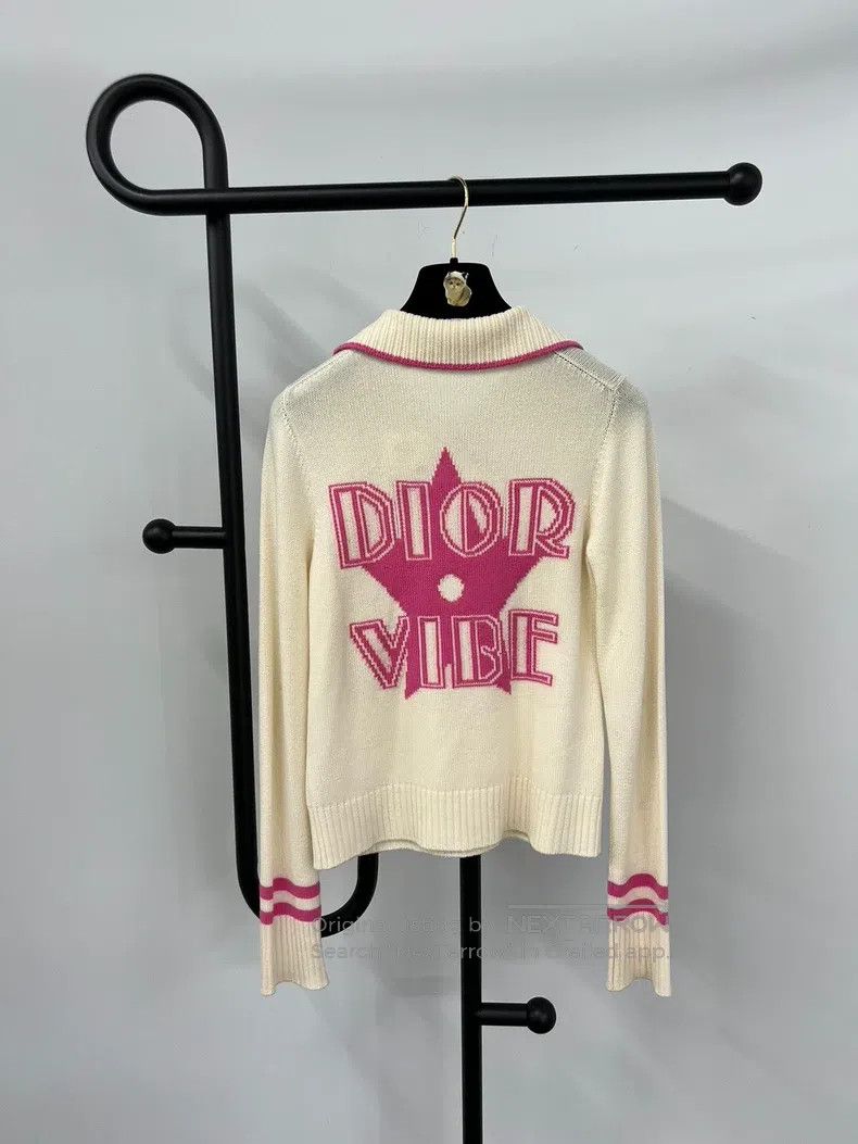 Dior Dior Beige pink Vibe five-pointed star lapel knitted cashm Size XS / US 0-2 / IT 36-38 - 2 Thumbnail
