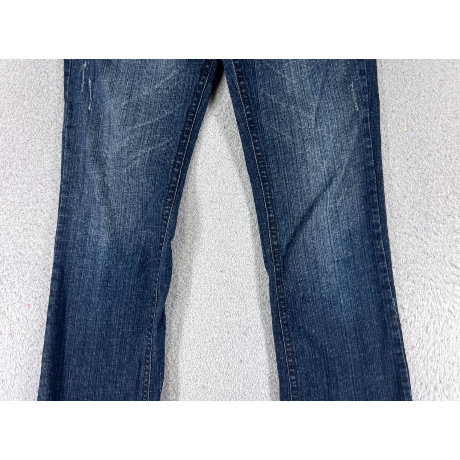 Denime Refuge Jeans Women 7 L Blue Denim Flared Low Rise Distressed Cotton 27x32 Size 28" / US 6 / IT 42 - 3 Thumbnail