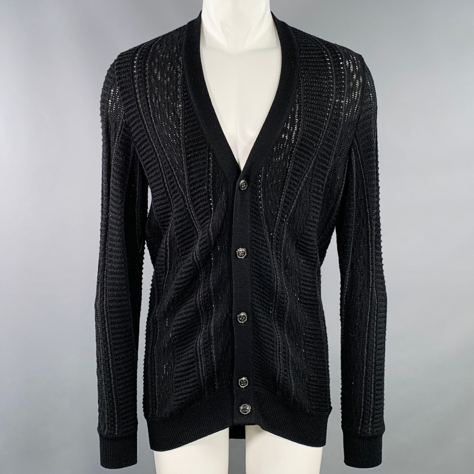 Marc Jacobs MARC JACOBS Size M Black Knit Wool Cotton Button Up Cardigan Size US M / EU 48-50 / 2 - 1 Thumbnail