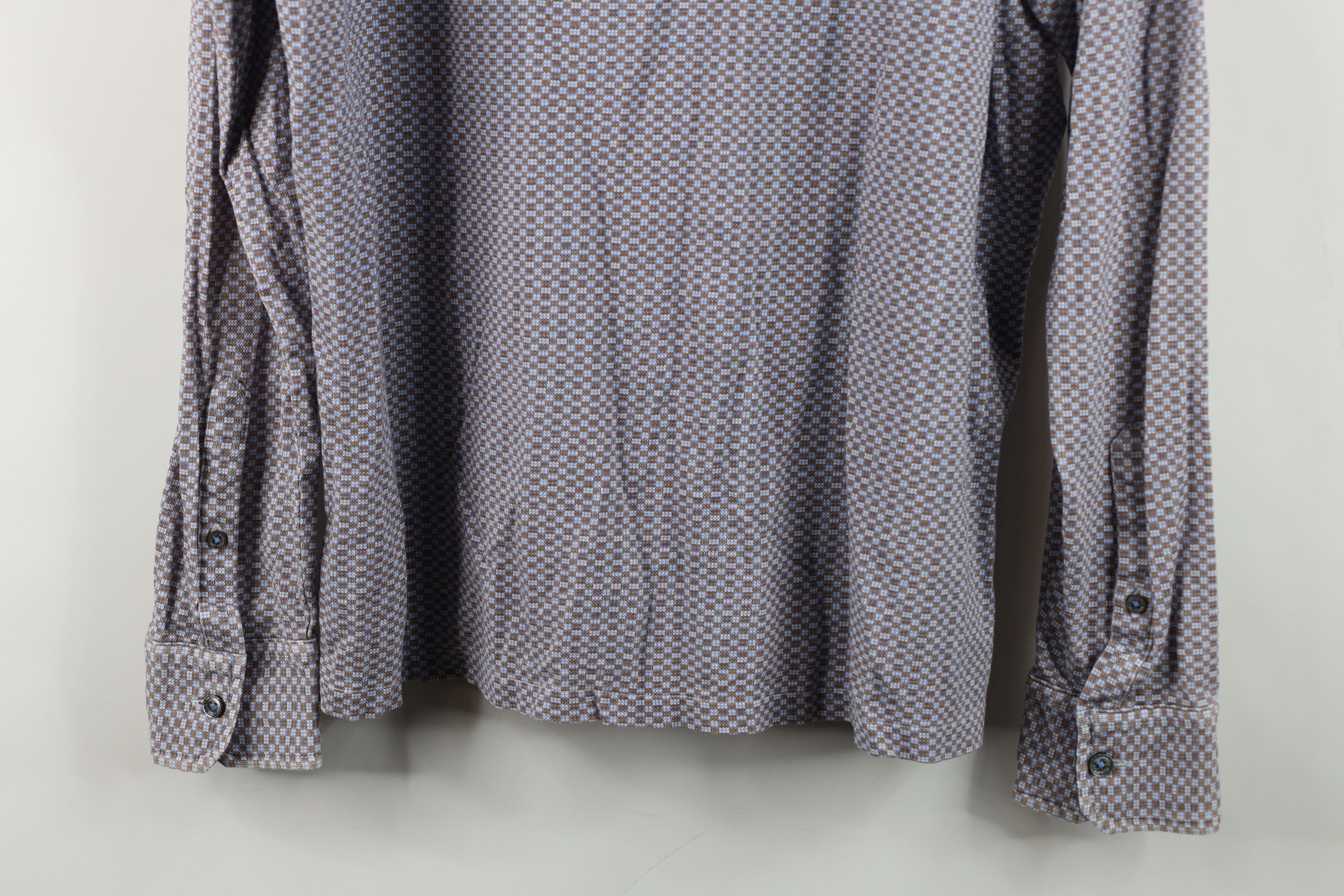 Vintage Bugatchi Uomo Checkered Knit Collared Button Shirt Cotton Size US M / EU 48-50 / 2 - 14 Thumbnail