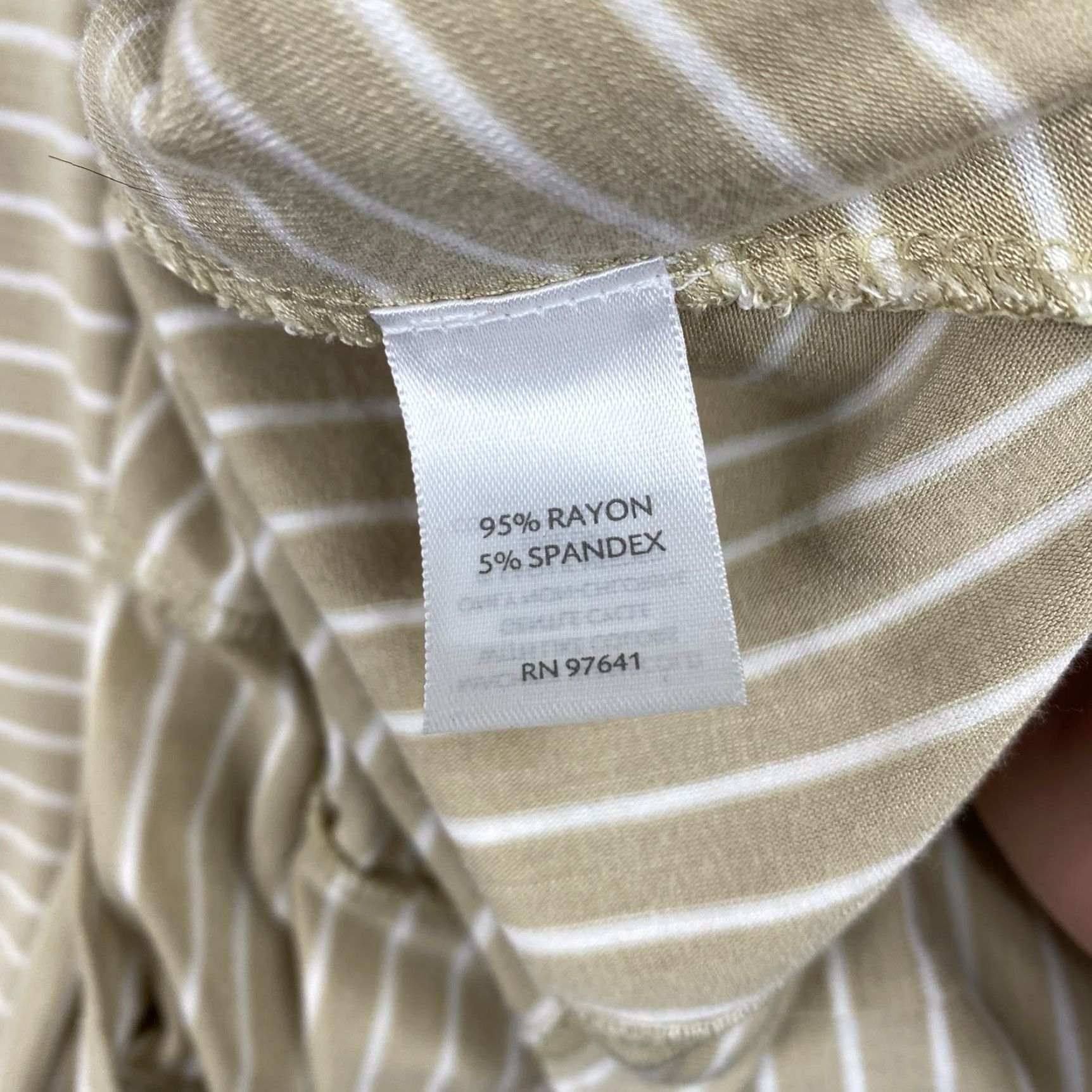 Vintage VINTAGE J Jill Midi Skirt XL Beige White Stripe Elastic Waist Pull On Stretch Asymmetric Size 40" / US 18 - 3 Thumbnail