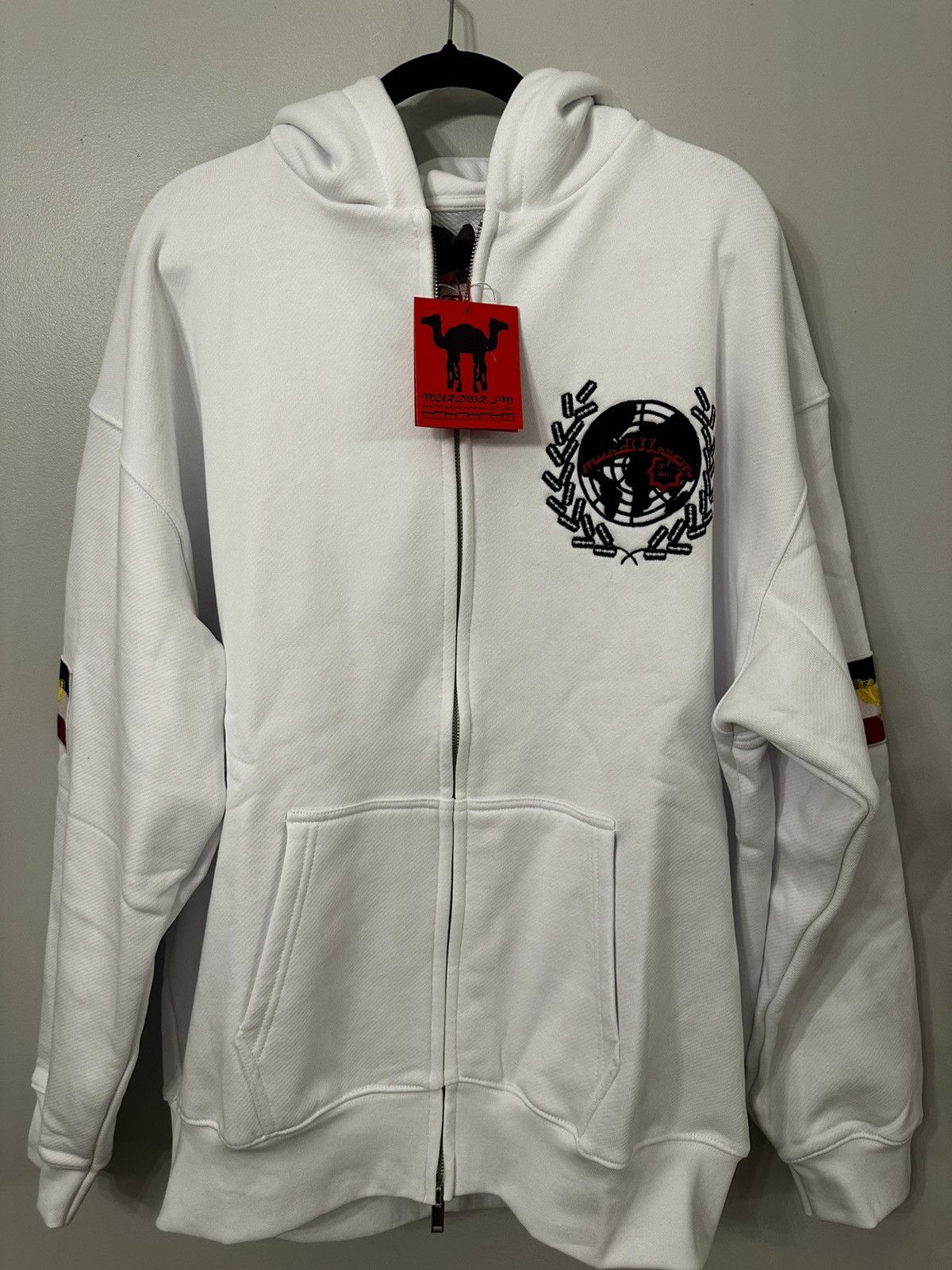 morimori murd333r.fm Murd333r.fm Chopper White Rhinestone Zip Up