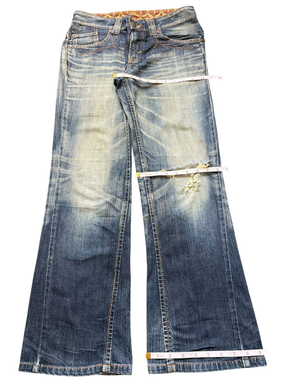 Edwin Vintage / Y2K Edwin XV Mud Wash Distress Flare Jeans Size US 30 / EU 46 - 8 Thumbnail