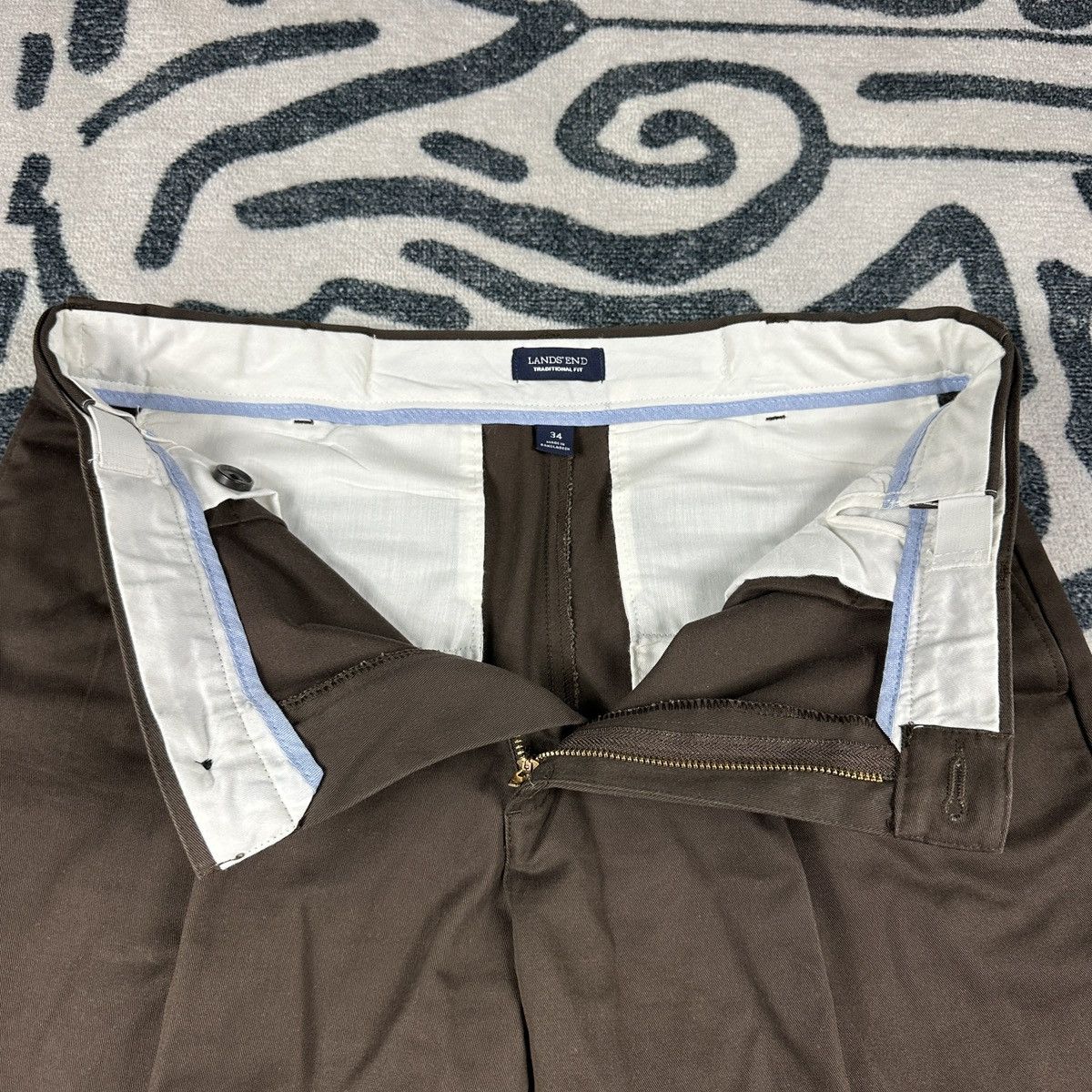Lands' End Land’s End Casual Pleated Cuffed Brown Pants Size 34 Size US 34 / EU 50 - 3 Thumbnail