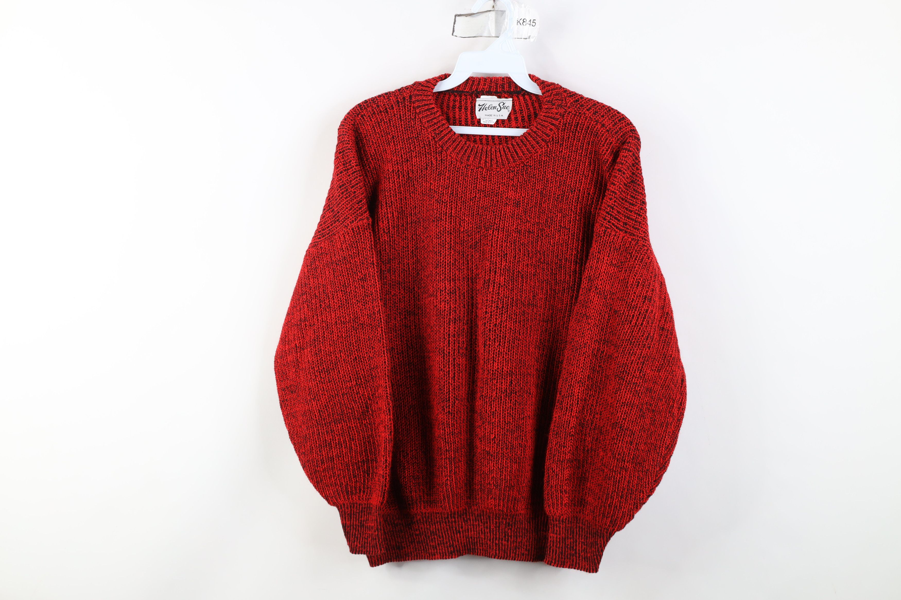 Vintage Vintage 90s Streetwear Ribbed Knit Crewneck Sweater Red USA Size L / US 10 / IT 46 - 1 Thumbnail