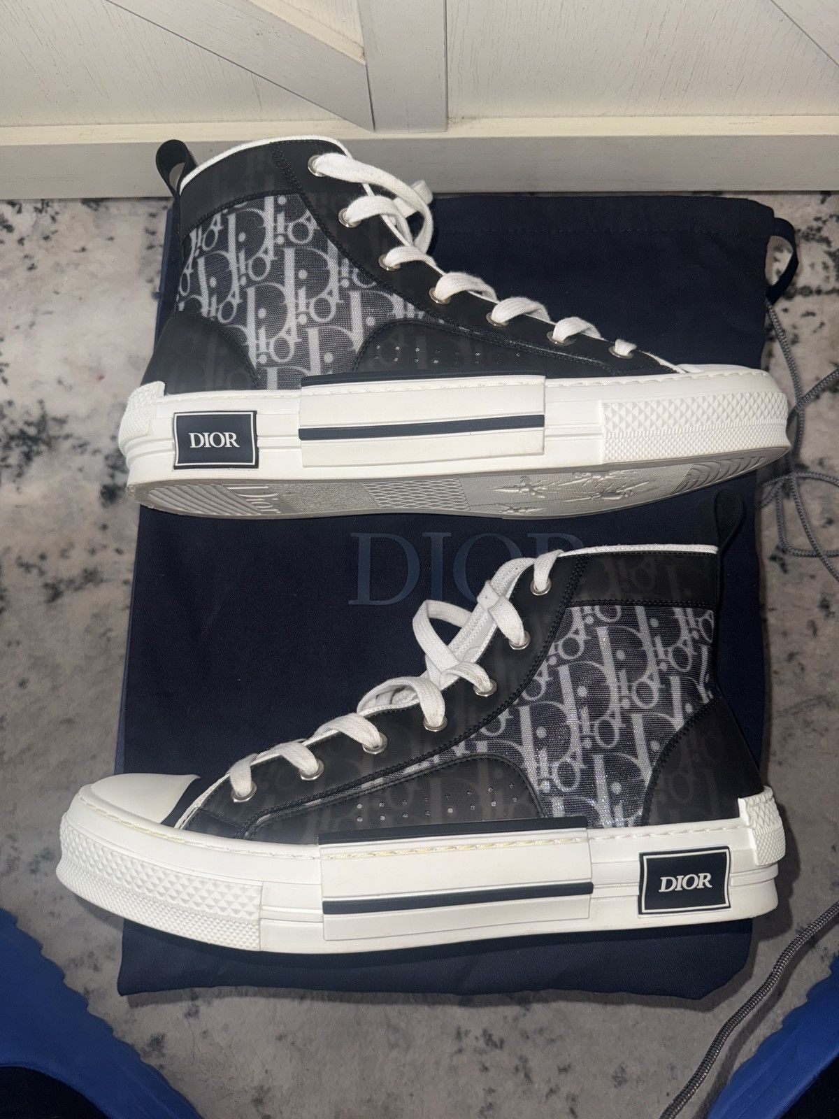 Dior Dior B23 High Top Black and White Oblique Canvas Size US 9 / EU 42 - 7 Thumbnail
