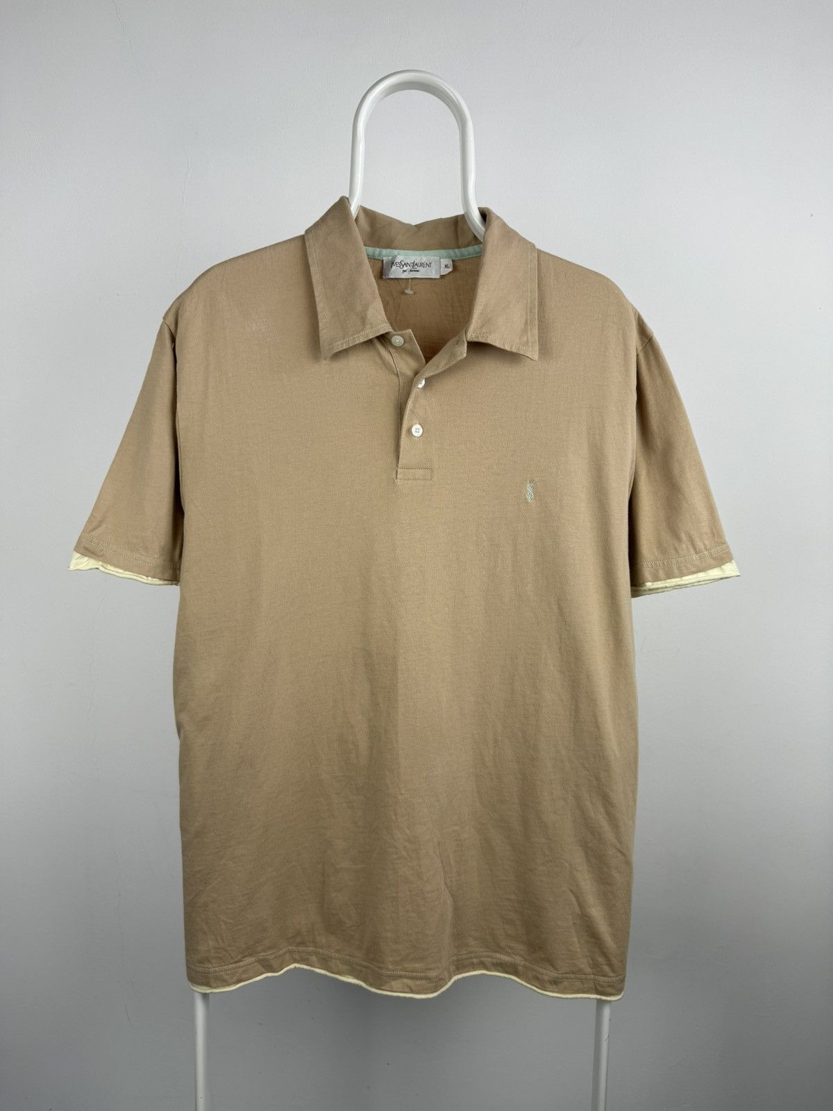 Vintage × Yves Saint Laurent Vintage Yves Saint Lauren YSL Basic Beige Polo Size US XL / EU 56 / 4 - 1 Thumbnail
