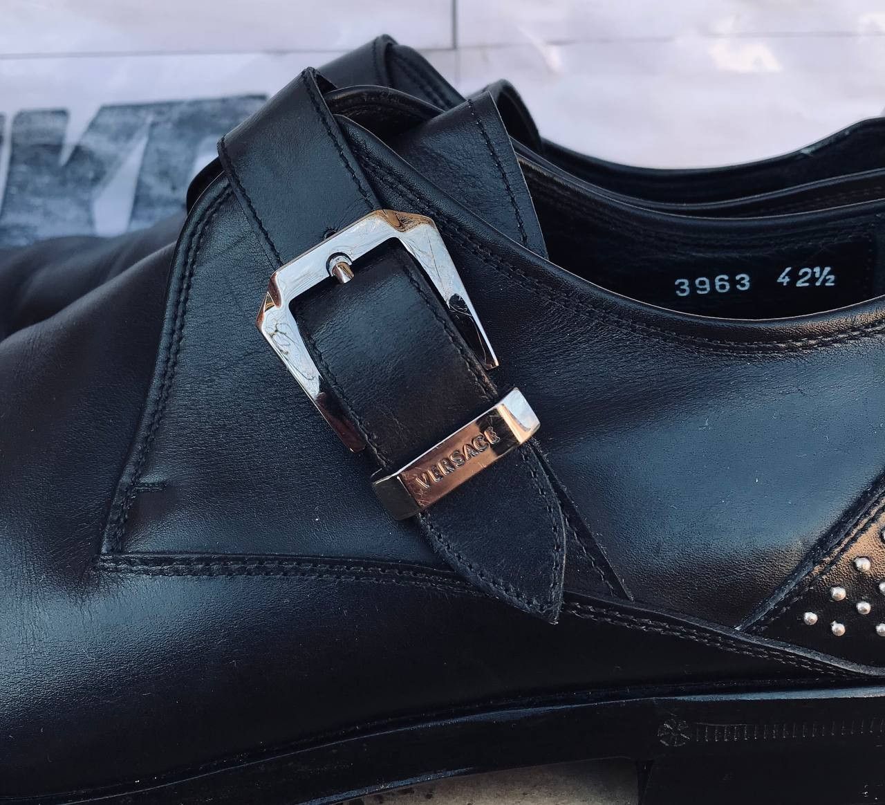 Versace Versace Monk Strap Black Leather Formal Dress Shoes Rivets Size US 9 / EU 42 - 3 Thumbnail