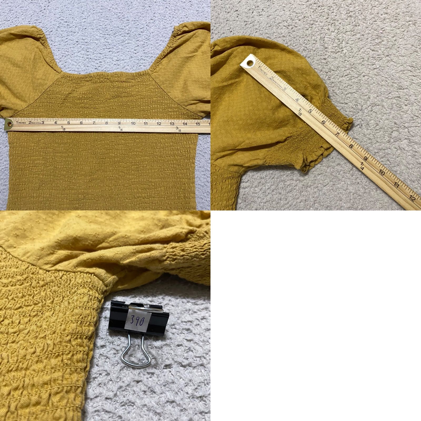Madewell Madewell Womens Shirt Small Mustard Yellow Puff Sleeve Smocked Bodice Size S / US 4 / IT 40 - 8 Thumbnail