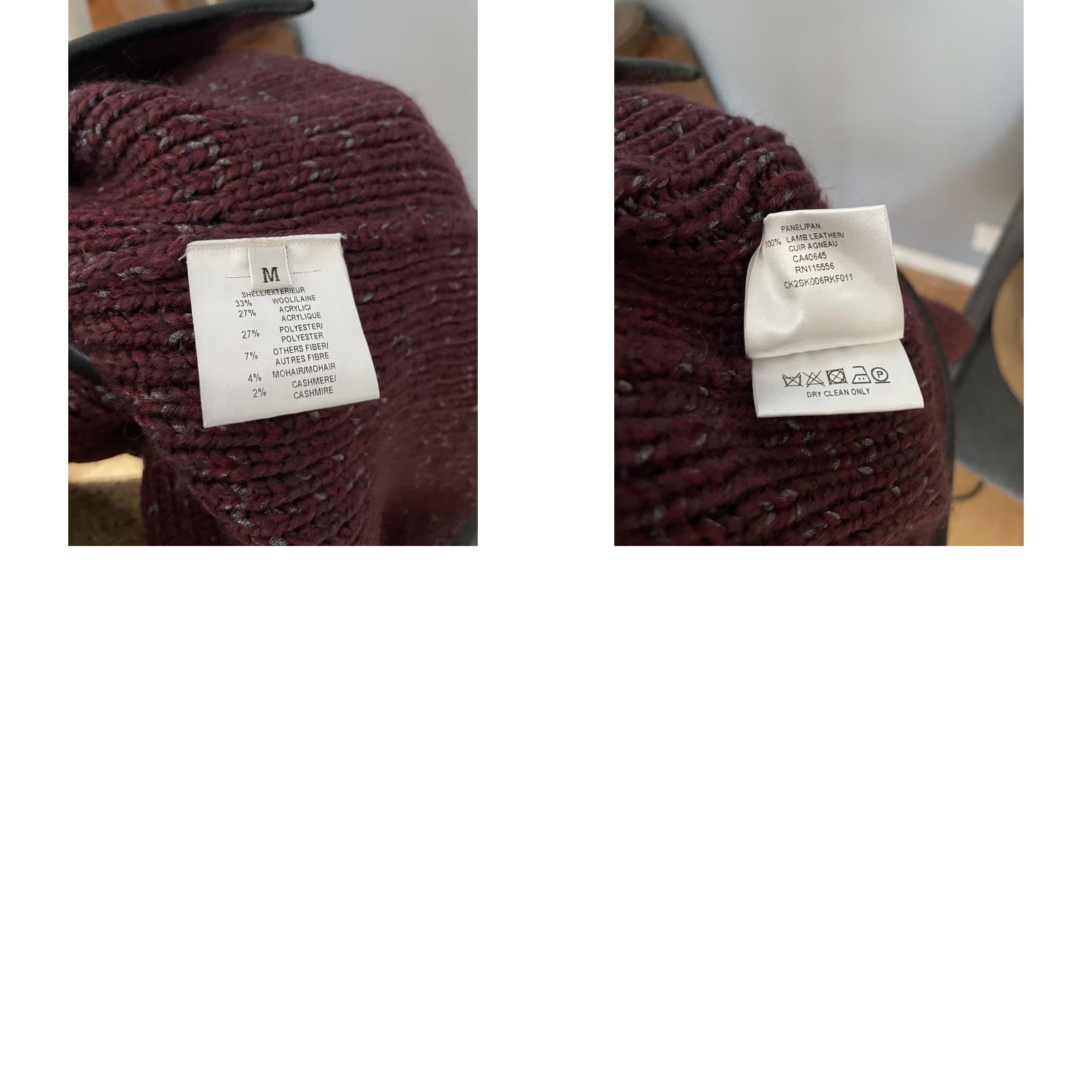 Vintage Ports 1961 Knit Wool Blend w/ Leather Trim Sweater Jacket Purple M Size M / US 6-8 / IT 42-44 - 8 Thumbnail