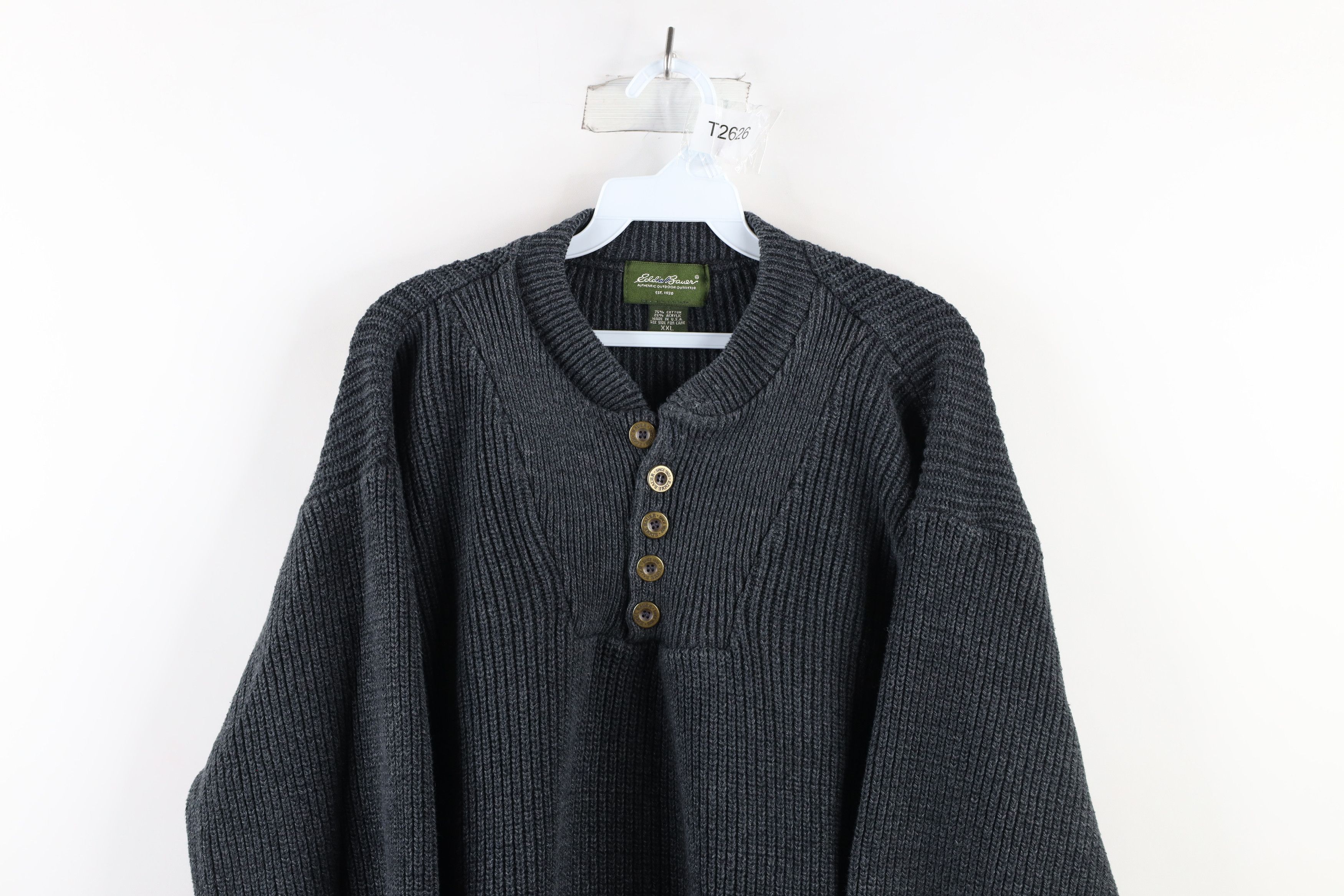 Eddie Bauer Vintage 90s Eddie Bauer Ribbed Knit Henley Sweater USA Size US XXL / EU 58 / 5 - 2 Thumbnail