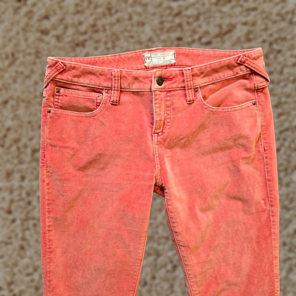 Free People Free People Pants Womens 28 Orange Velour Skinny Mid Rise Stretch Casual Ankle Womens Size 28" / US 6 / IT 42 - 1 Thumbnail