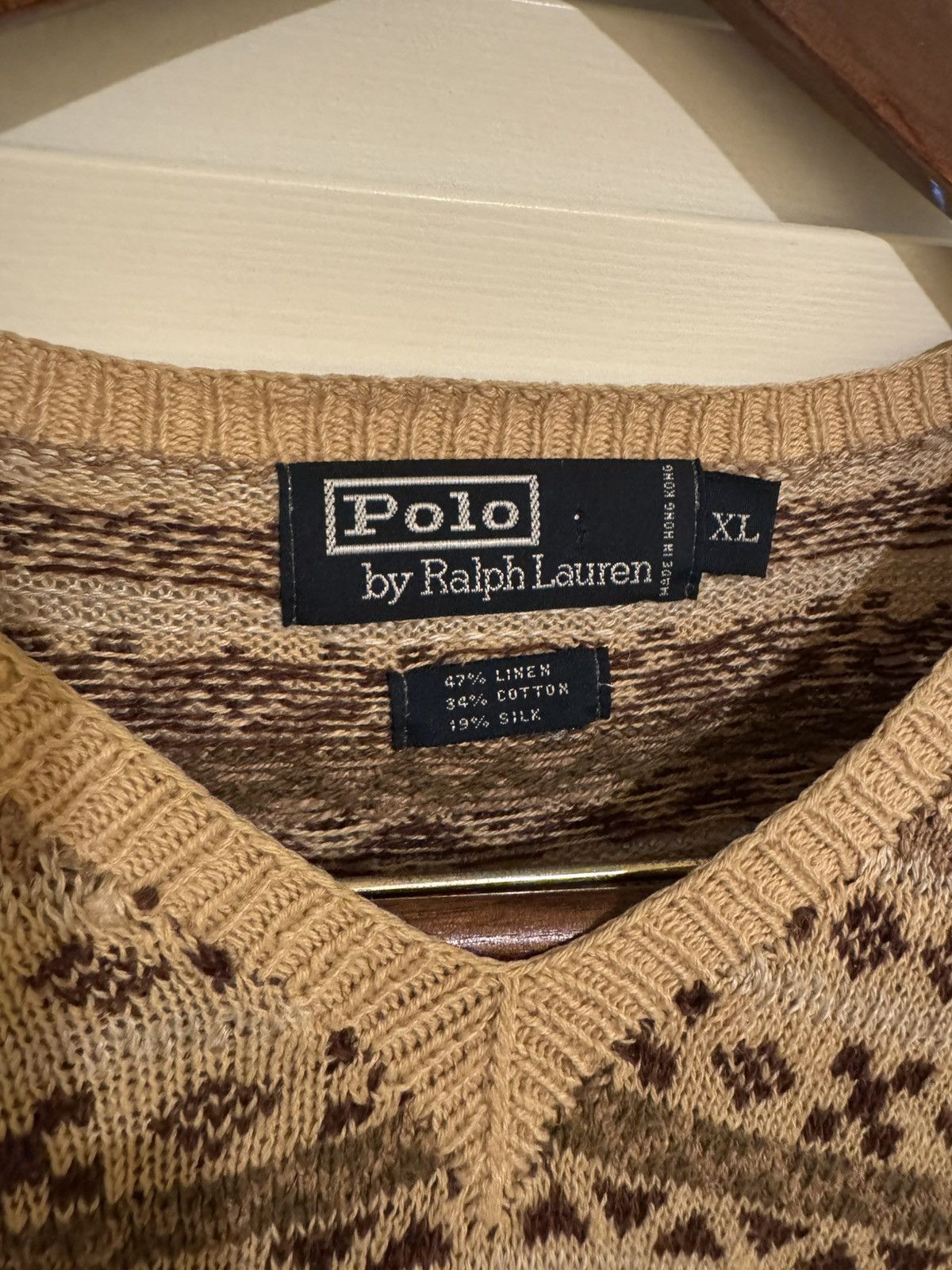 Polo Ralph Lauren 1998 RL Fair Isle linen sweater, perfect condition Size US L / EU 52-54 / 3 - 4 Thumbnail