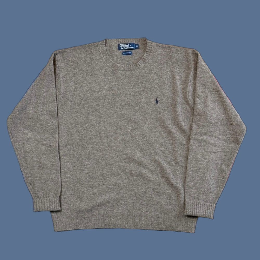 Polo Ralph Lauren VINTAGE Polo Ralph Lauren Pullover Sweater XL Brown Lambswool Embroidered 90s Men Regular Knit Size US XL / EU 56 / 4 - 1 Thumbnail