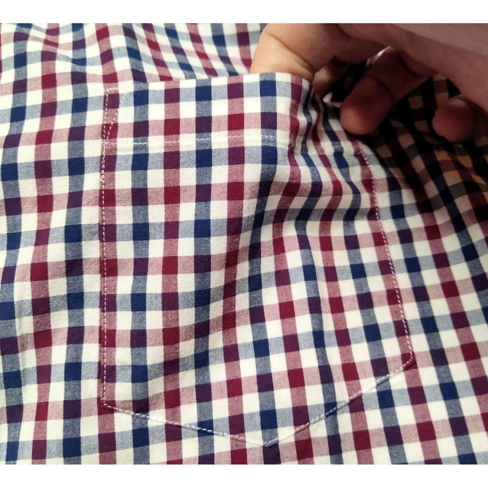 J.Crew J.CREW FLEX WASHED Slim Men XL Burgundy Blue Check L/S Button-Up Shirt Size US XL / EU 56 / 4 - 4 Thumbnail