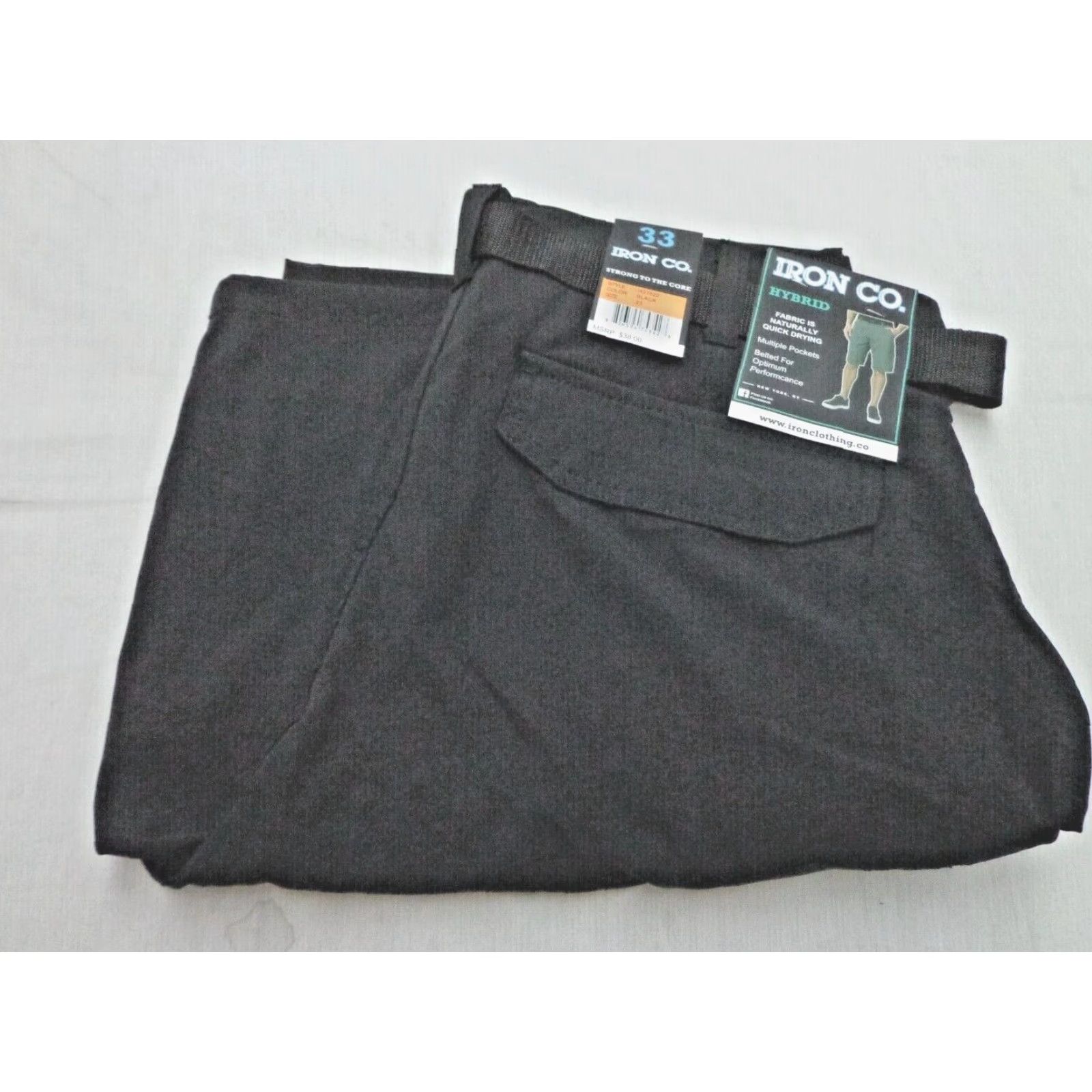 Vintage IRON CO. Hybrid Shorts Belted Black Size 33 NEW Men Regular 92% Polyester 8% Spandex Belted Iron Co. Hybrid Shorts Size US 33 - 2 Thumbnail