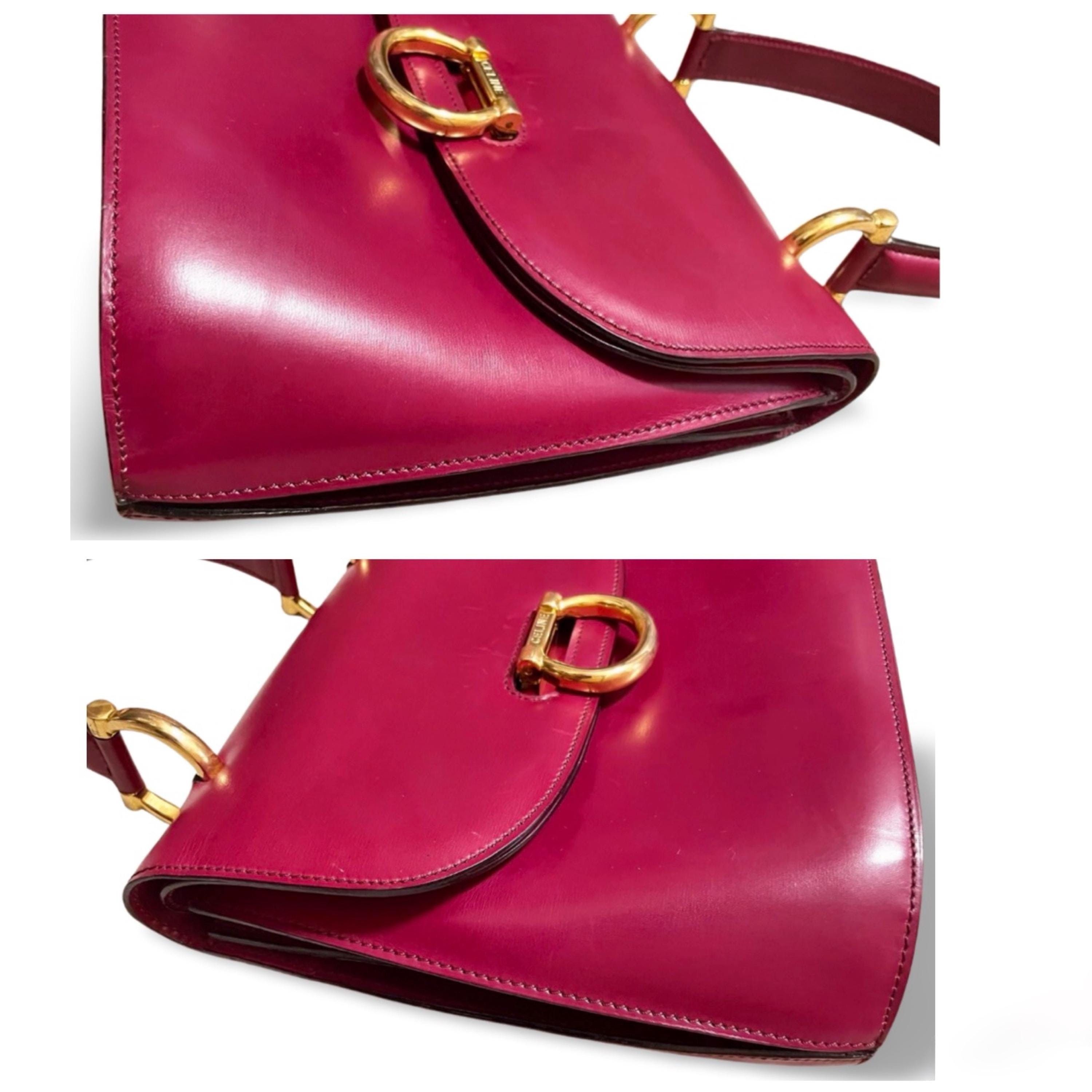 Celine Vintage Celine bordeux,wine red leather handbag. Size ONE SIZE - 7 Thumbnail