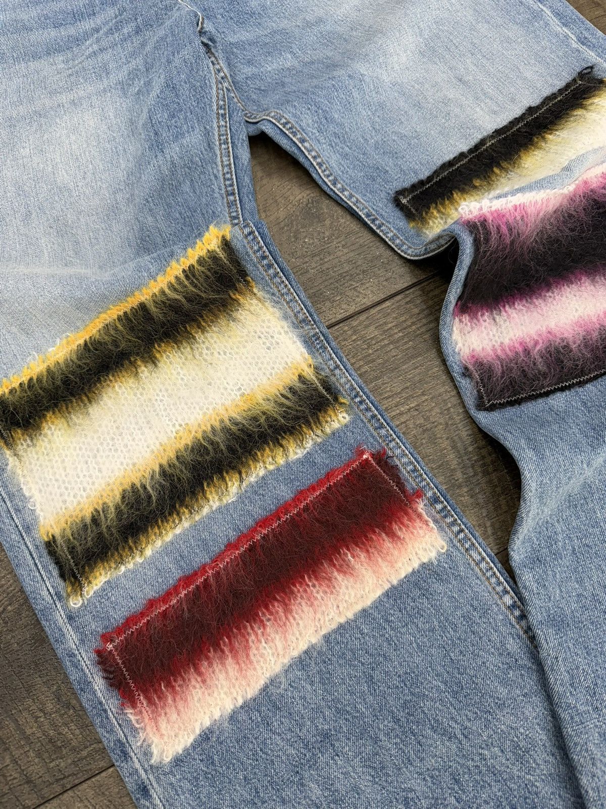 Marni Mohair Patch Striped Denim Jeans Size US 36 / EU 52 - 2 Thumbnail