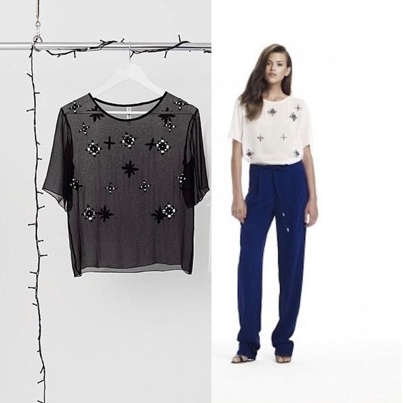 BEC + BRIDGE Bec & Bridge Black Silk Sencha Embellished Tee Blouse Size S / US 4 / IT 40 - 2 Thumbnail