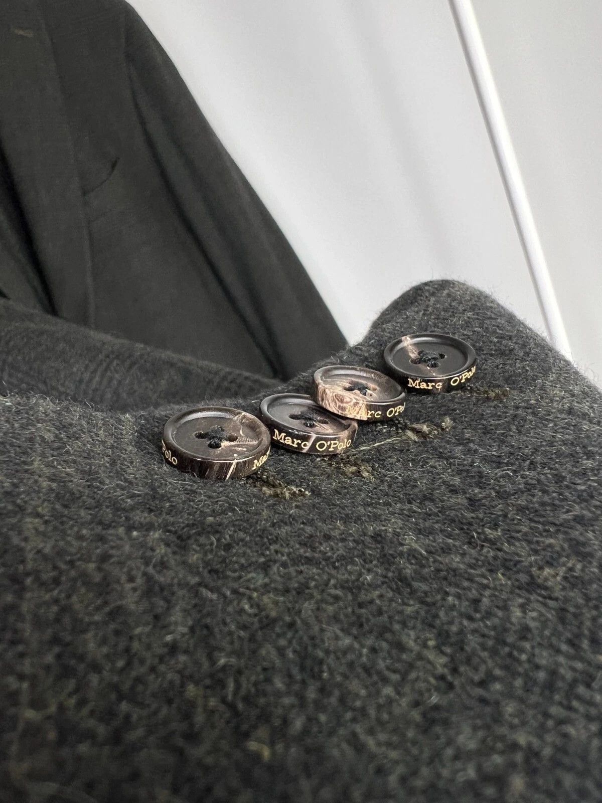 Marc O'Polo MARC O'POLO Plaid Dark Green Blazer Wool Unlined Size 46R - 9 Thumbnail