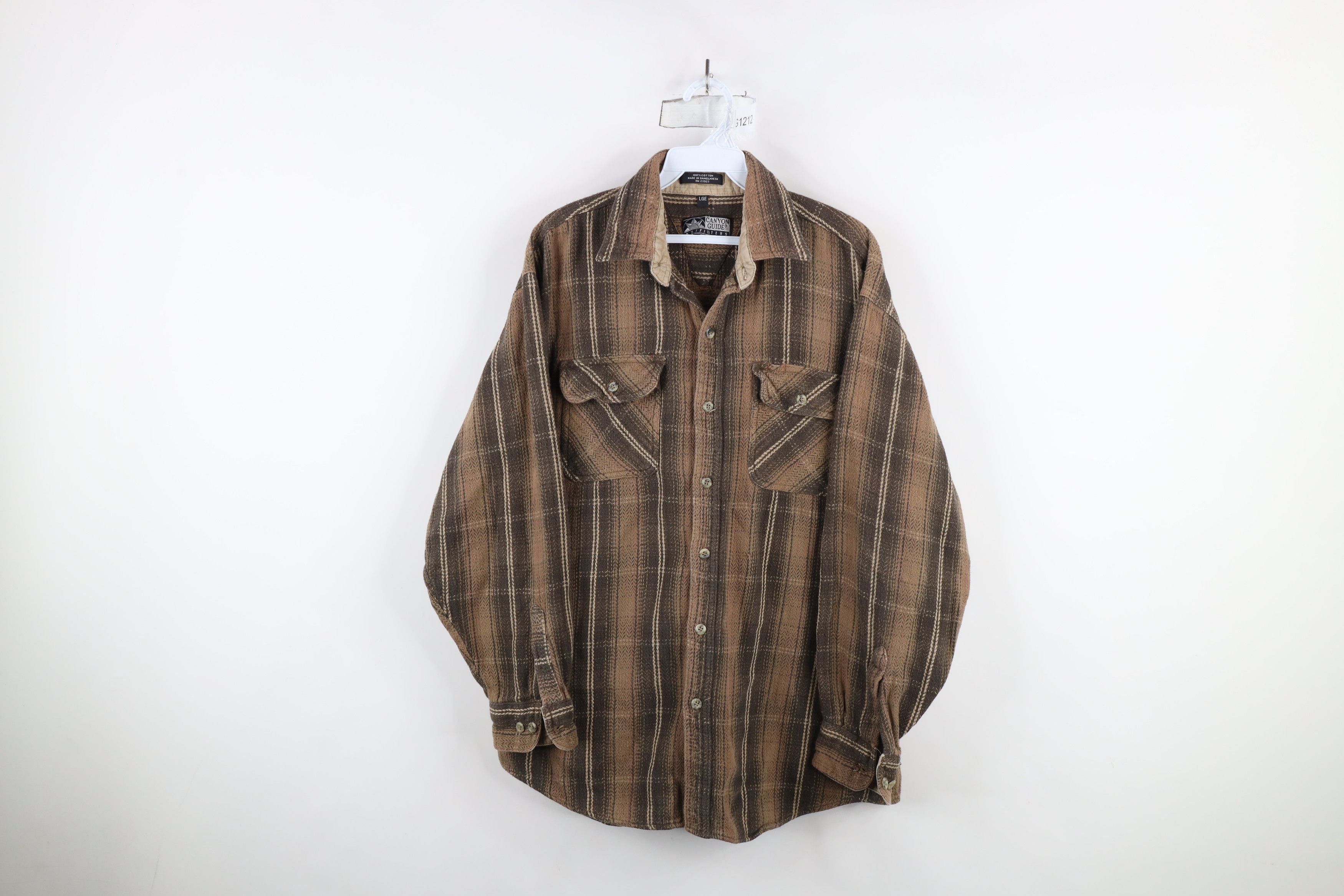 Vintage Vintage 90s Streetwear Heavyweight Button Shirt Brown Size US L / EU 52-54 / 3 - 1 Thumbnail