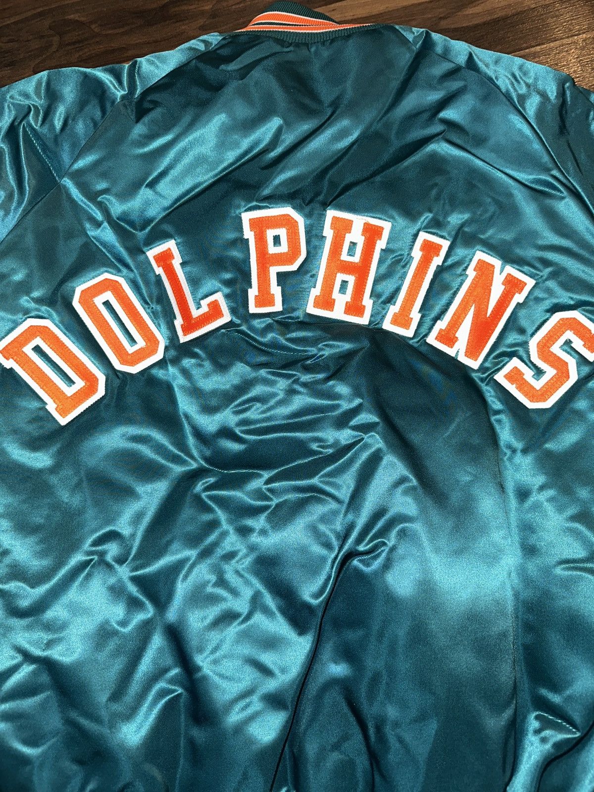 NFL × Vintage Vtg 80s 90s CHALKLINE Miami Dolphins Satin Team Jacket L Size US L / EU 52-54 / 3 - 7 Thumbnail