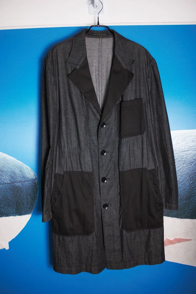 Yohji Yamamoto Yohji Yamamoto 15ss grey and black colour block coat 2505-N Size US M / EU 48-50 / 2 - 1 Thumbnail