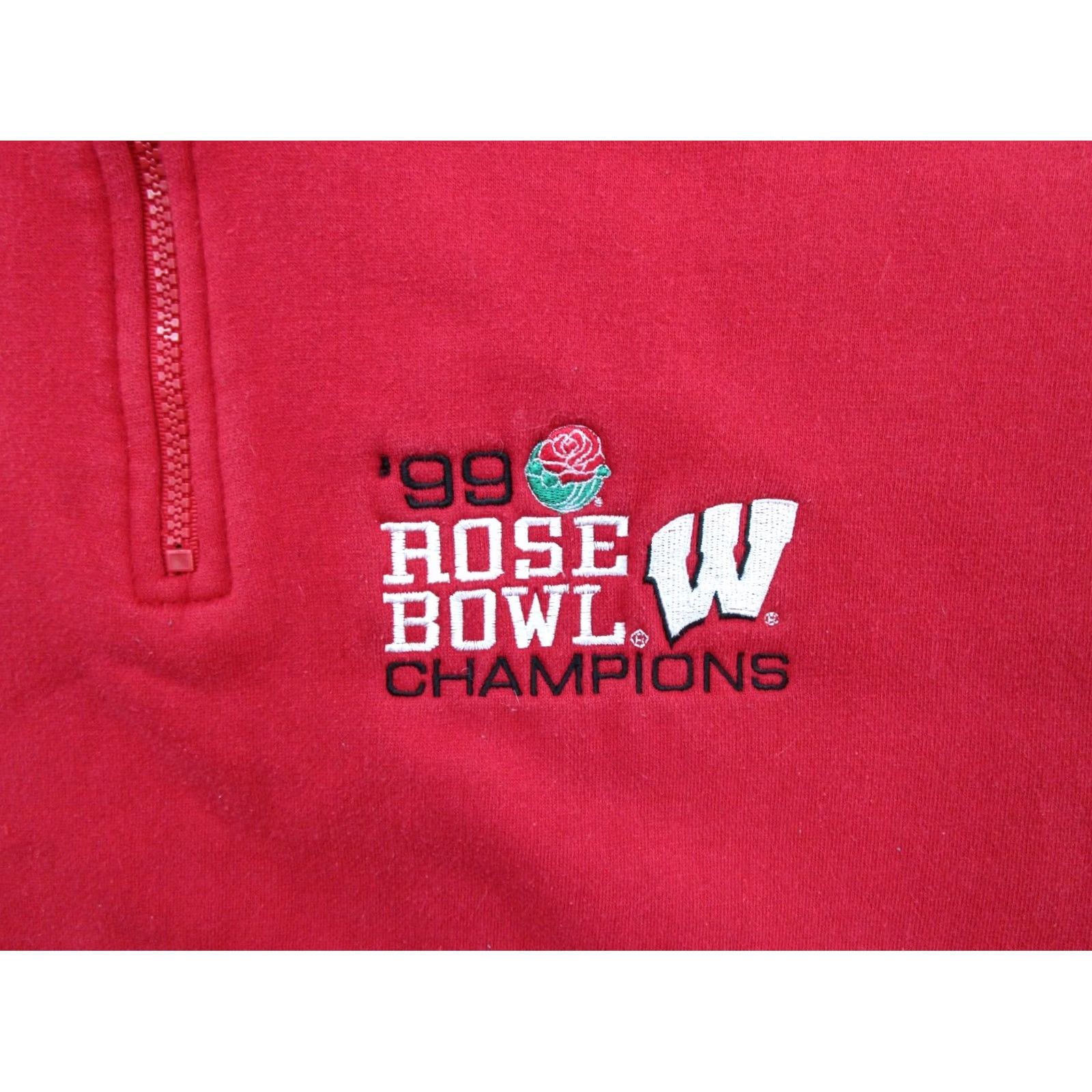 Vintage VINTAGE Wisconsin Badgers 1/4 Zip Sweatshirt Men L Red 90s 1999 Cadre Shirt Size US L / EU 52-54 / 3 - 2 Thumbnail