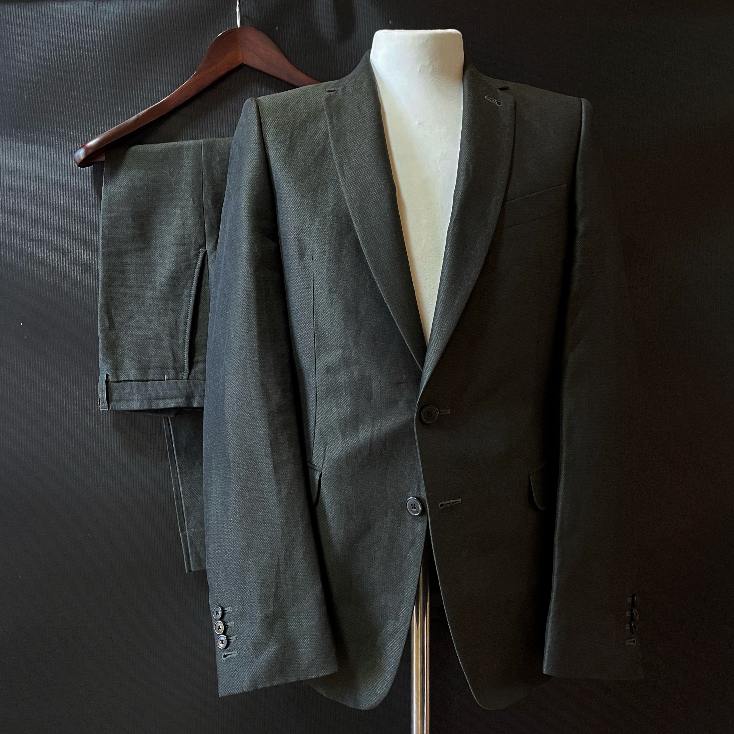 Dries Van Noten Dries Van Noten Linen Cotton Suit Dark Green Tailored Set 46 Size 46R - 1 Thumbnail
