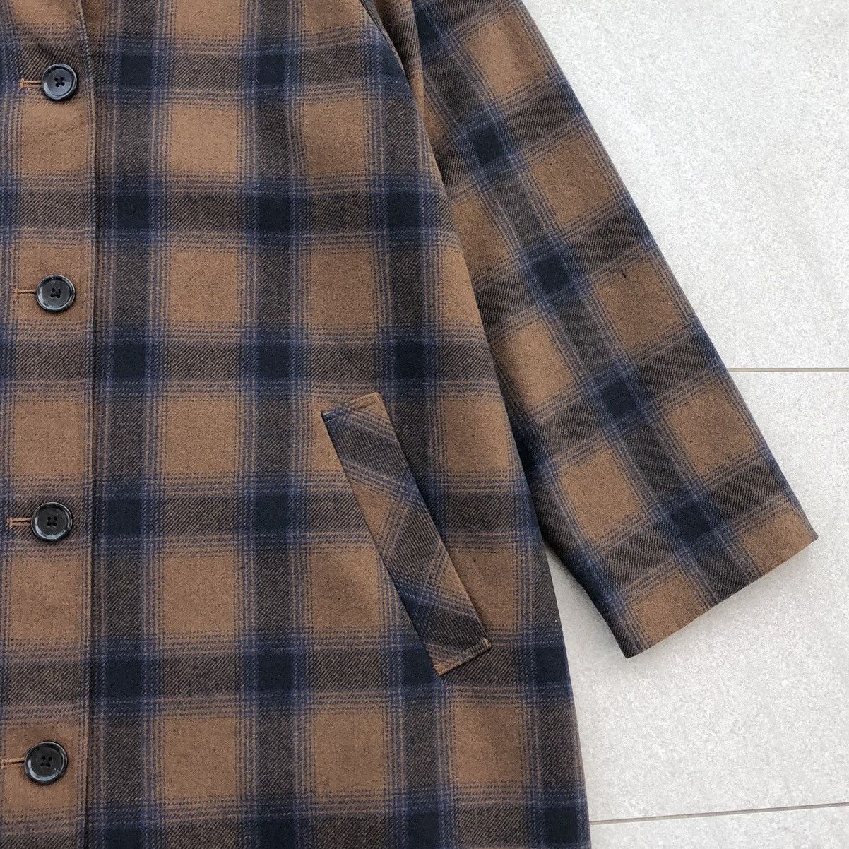GU Japanese Brand GU Check Bal Collar Coat Winter Jacket Size US XL / EU 56 / 4 - 6 Thumbnail