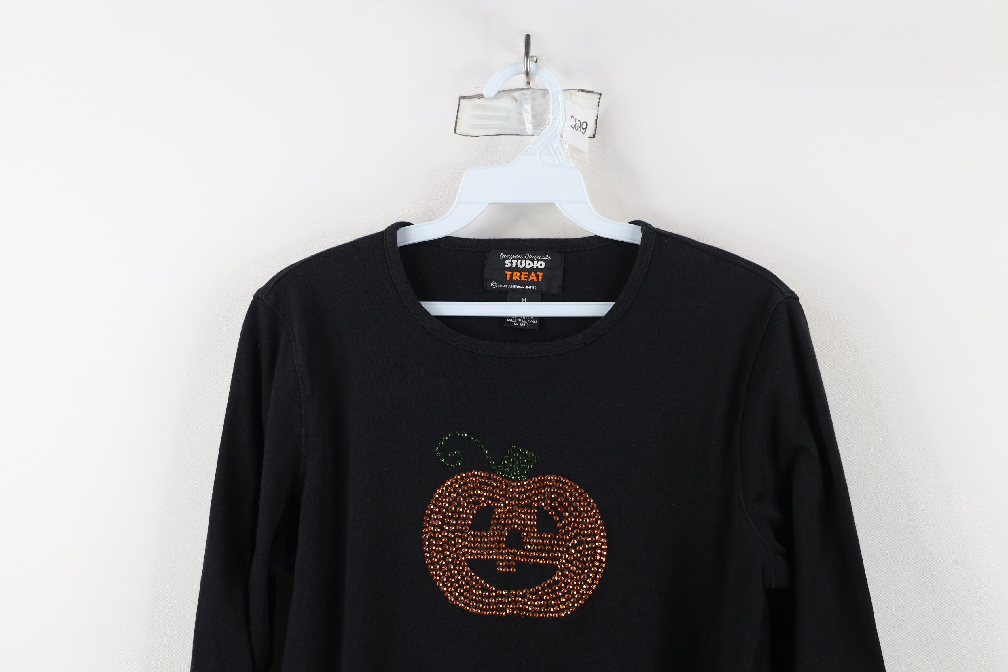 Vintage Vintage 90s Streetwear Sequin Pumpkin Long Sleeve T-Shirt Size M / US 6-8 / IT 42-44 - 2 Thumbnail