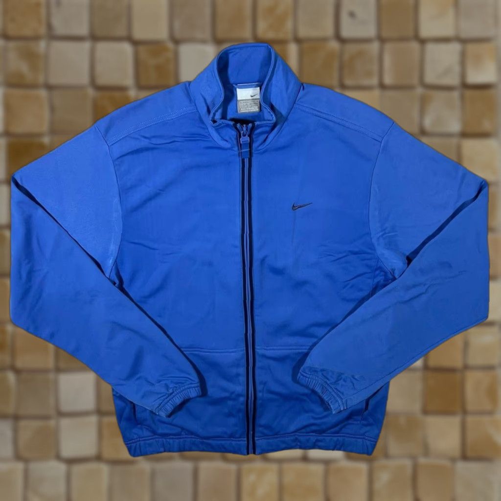 Nike Nike Embroidered Swoosh Logo Tracksuit Jacket Blue XS/Large? (handle sizing) - Note: Original Size S, XL tag; Blue Nike Jacket Men XLY Small? Size US 29 - 1 Thumbnail
