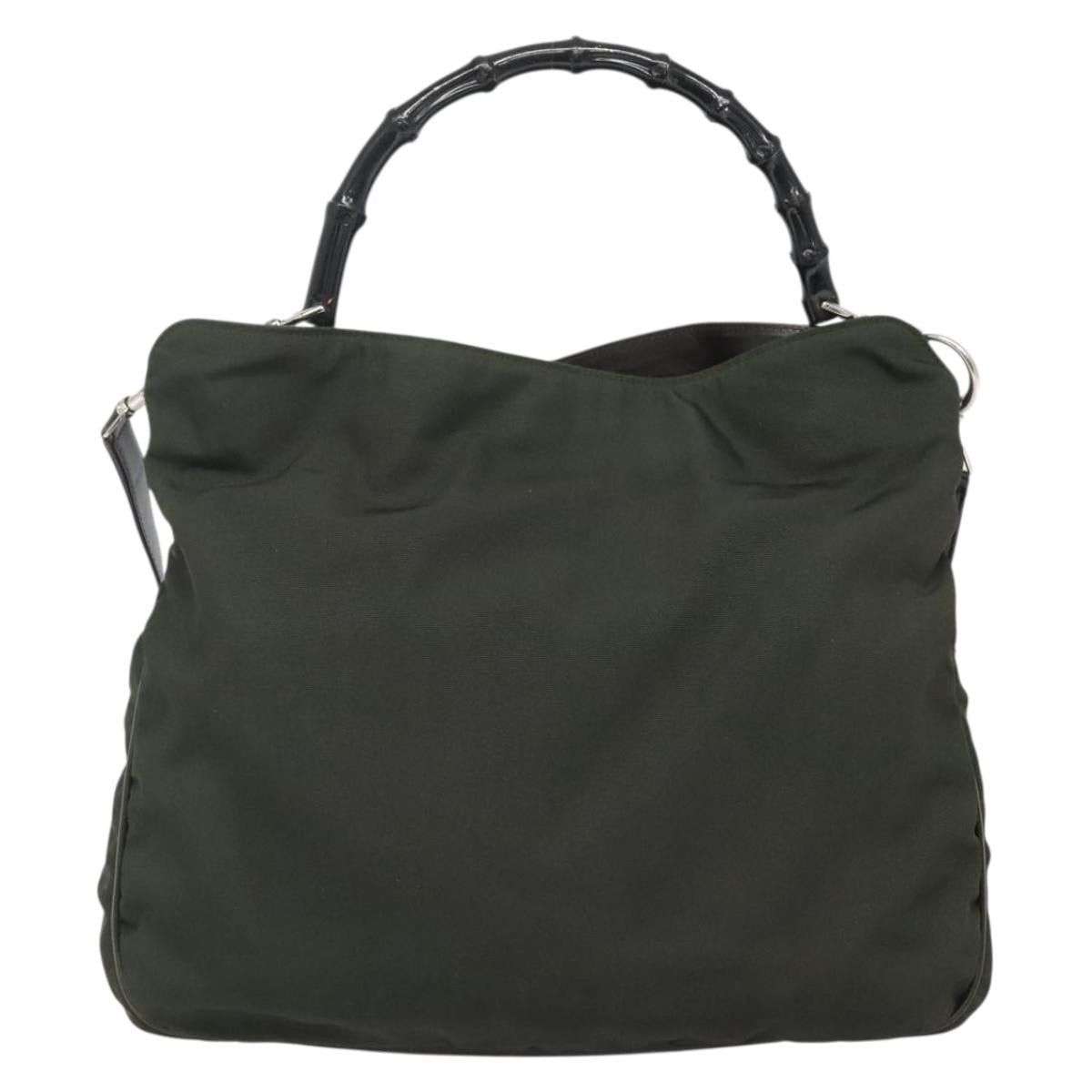 Gucci GUCCI Bamboo Hand Bag Nylon Khaki Silver 001 1577 001 1577 Size ONE SIZE - 3 Thumbnail