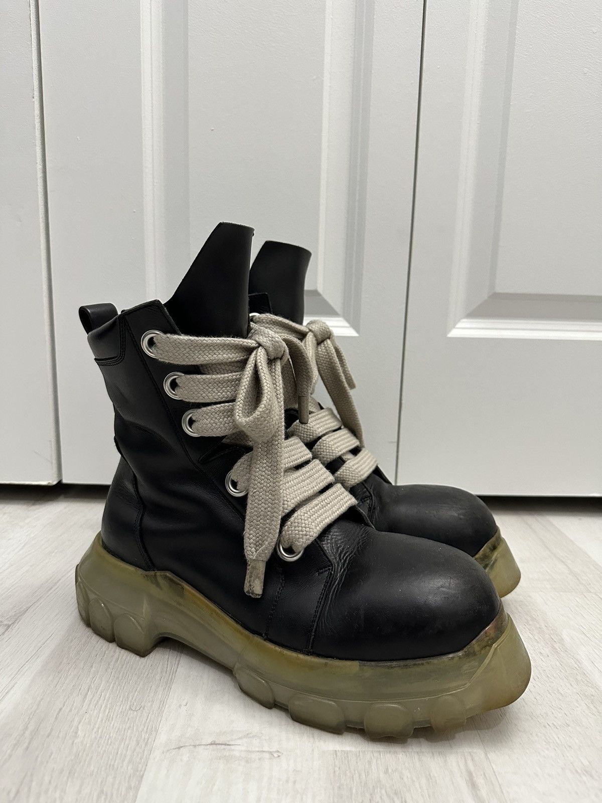 image of Rick Owens Jumbo Lace Tractor Bozo Boots in Black, Men's (Size 10)