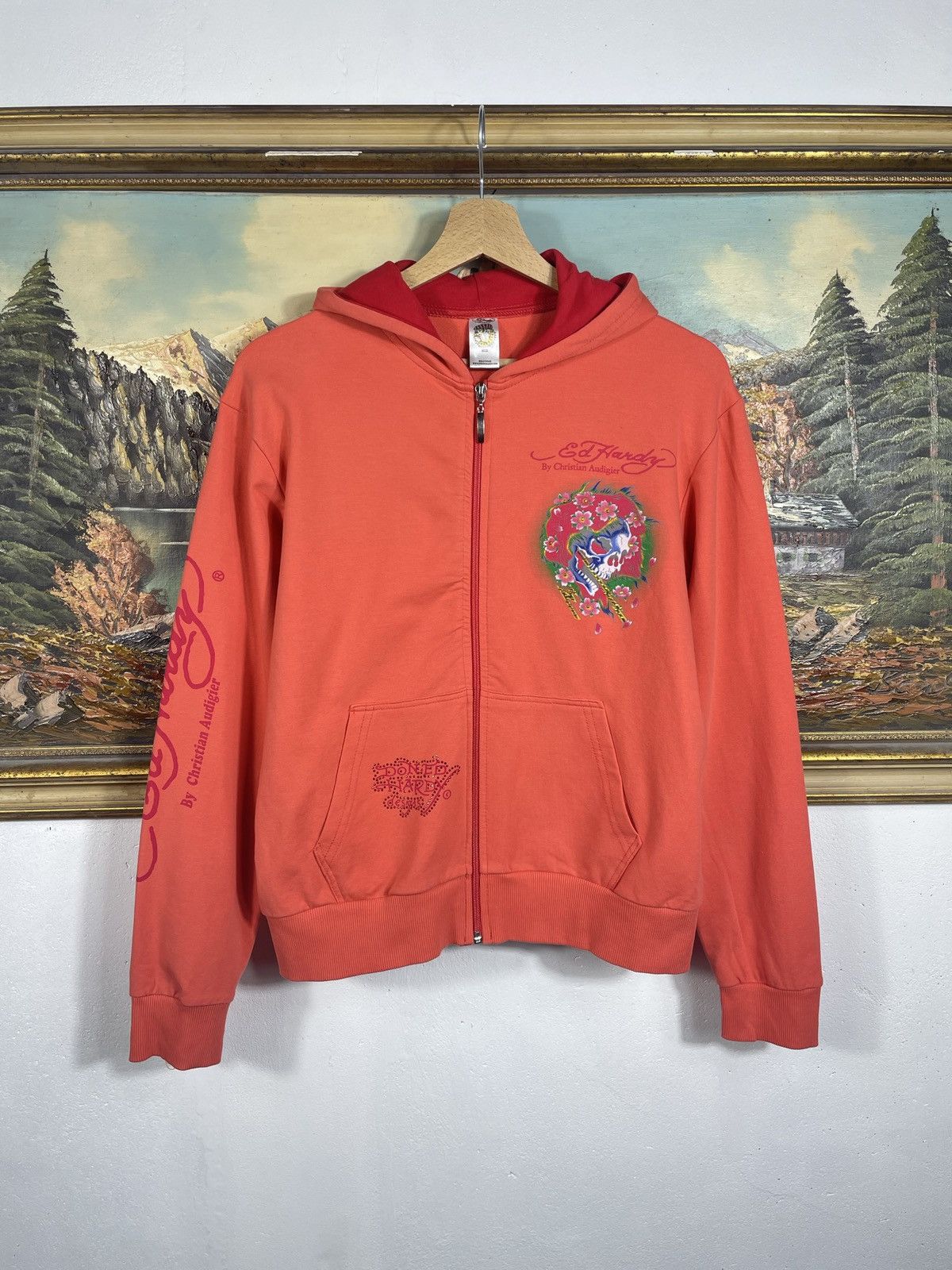 Christian Audigier × Ed Hardy × Vintage Ed Hardy Retro 00s Hoodie With Crystals Affliction Grunge Size S / US 4 / IT 40 - 2 Thumbnail