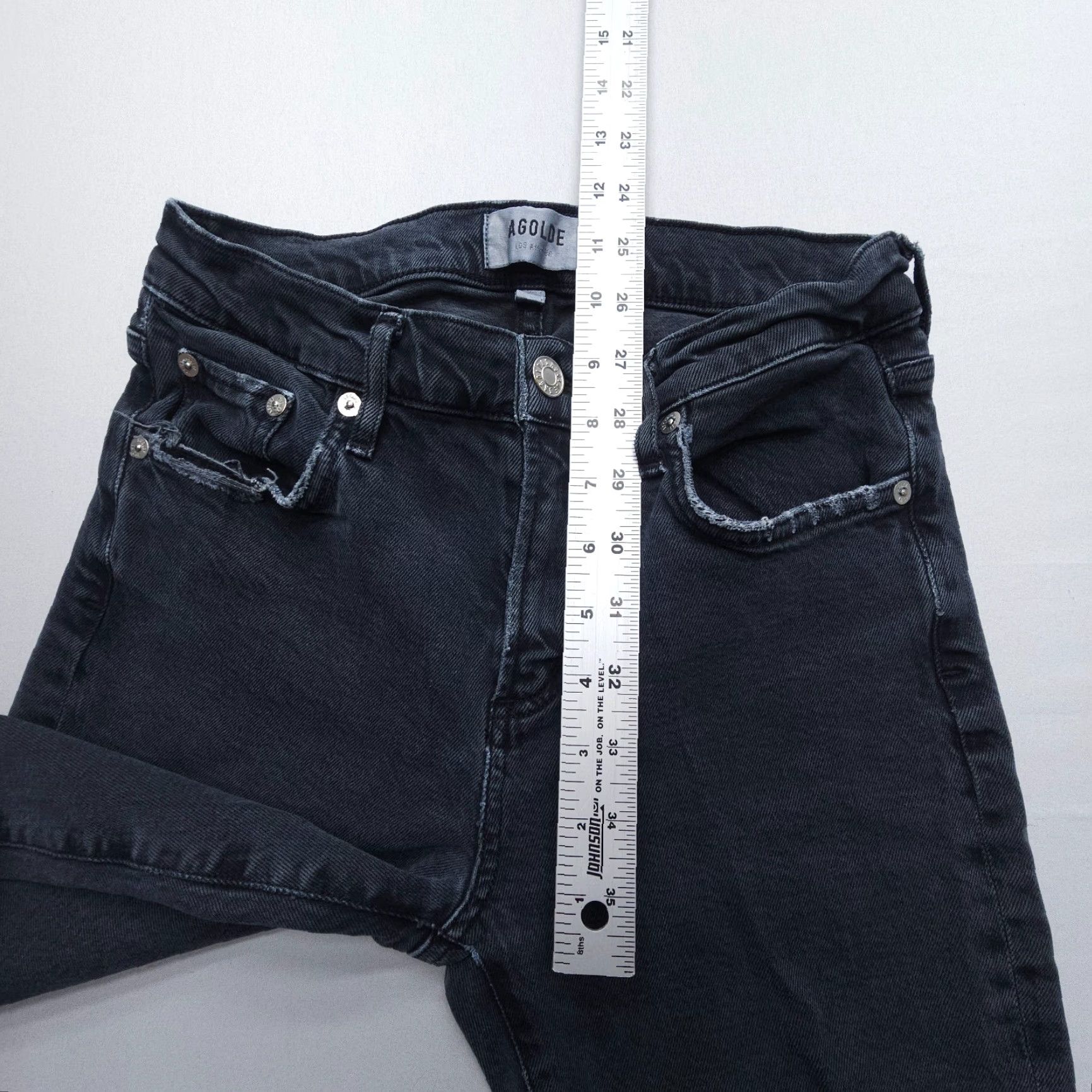 Agolde AGOLDE Toni Jeans Womens 26 Mid Rise Straight Black Slim Raw Hem Organic Denim Jeans Size 26" / US 2 / IT 38 - 5 Thumbnail