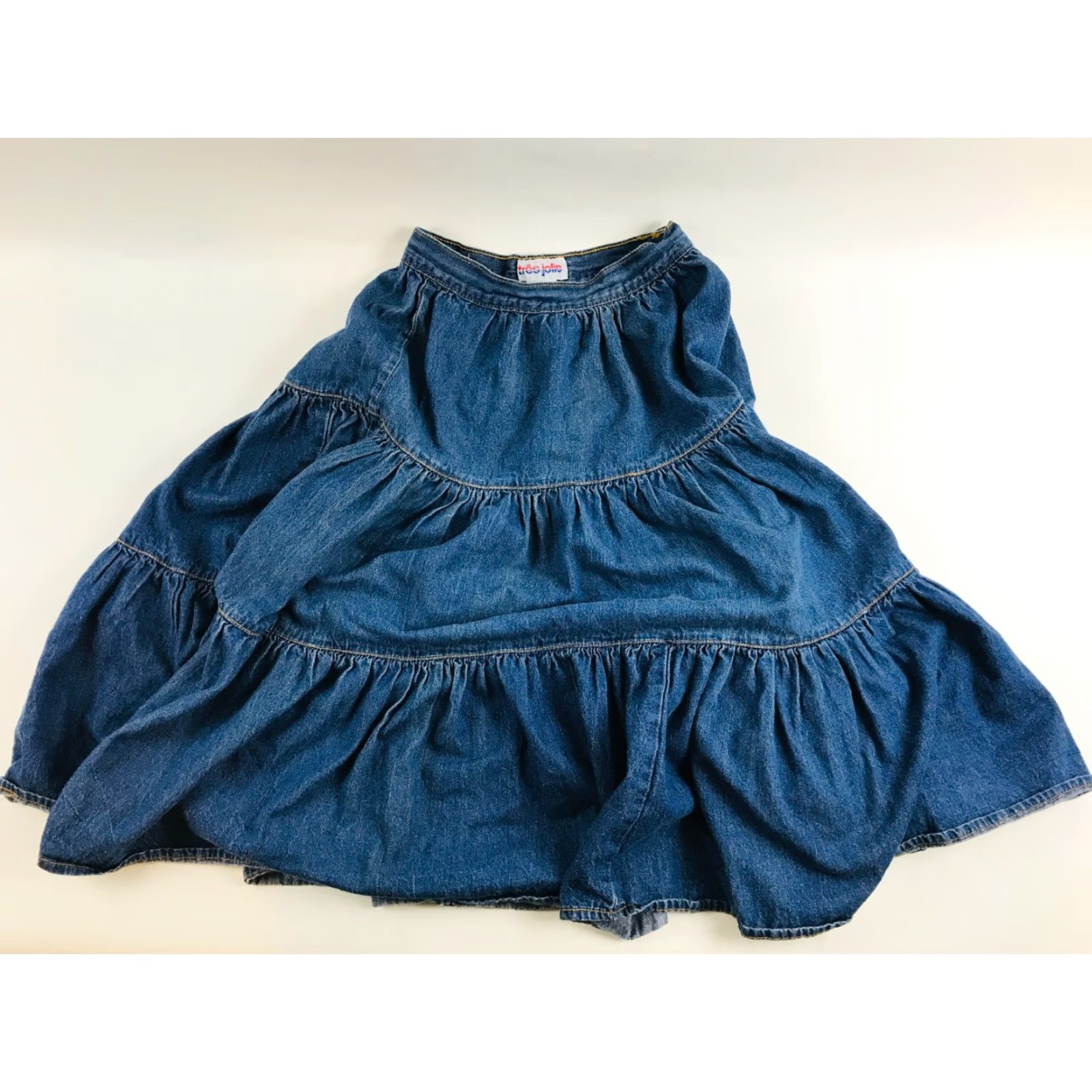 Vintage Tres Jolie Skirt Women's Size 9/10 Blue Denim Midi Swing Boho Buttoned Zip Side Size 30" / US 8 / IT 44 - 2 Thumbnail