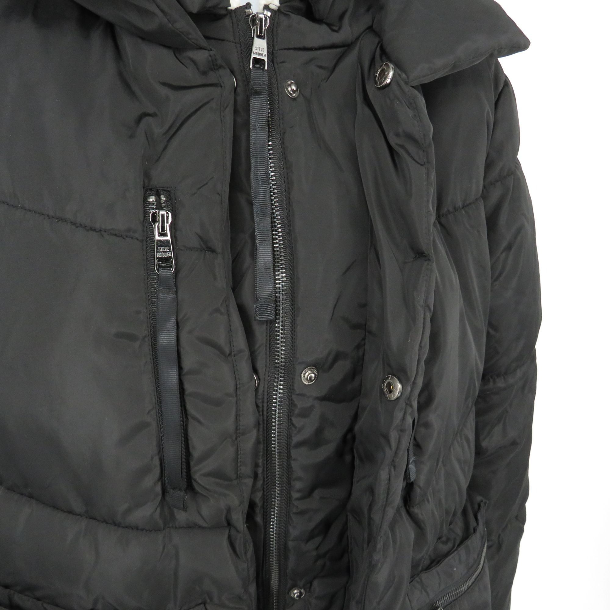 Steve Madden Steve Madden Small Black Quilted Hooded Jacket Multiple Pock Size S / US 4 / IT 40 - 5 Thumbnail