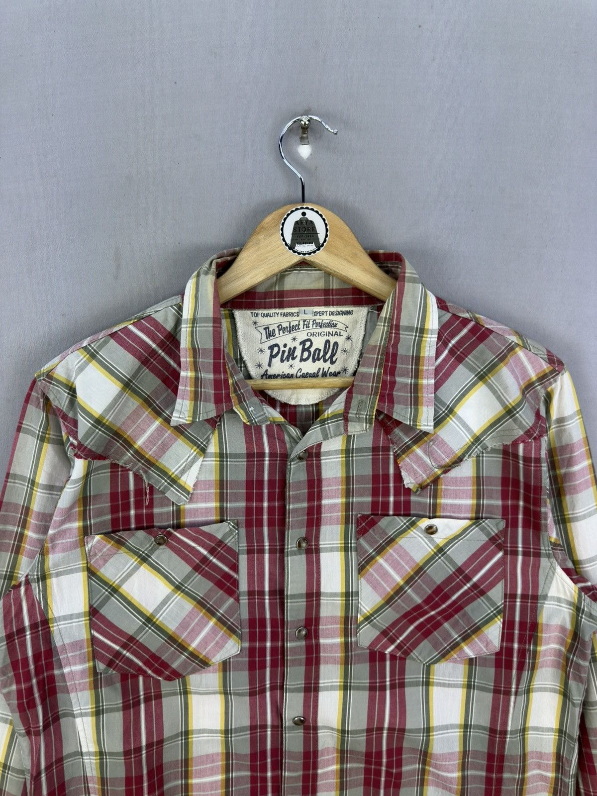 Japanese Brand Pin Ball Plaid Check Western Shirt Size US M / EU 48-50 / 2 - 7 Thumbnail