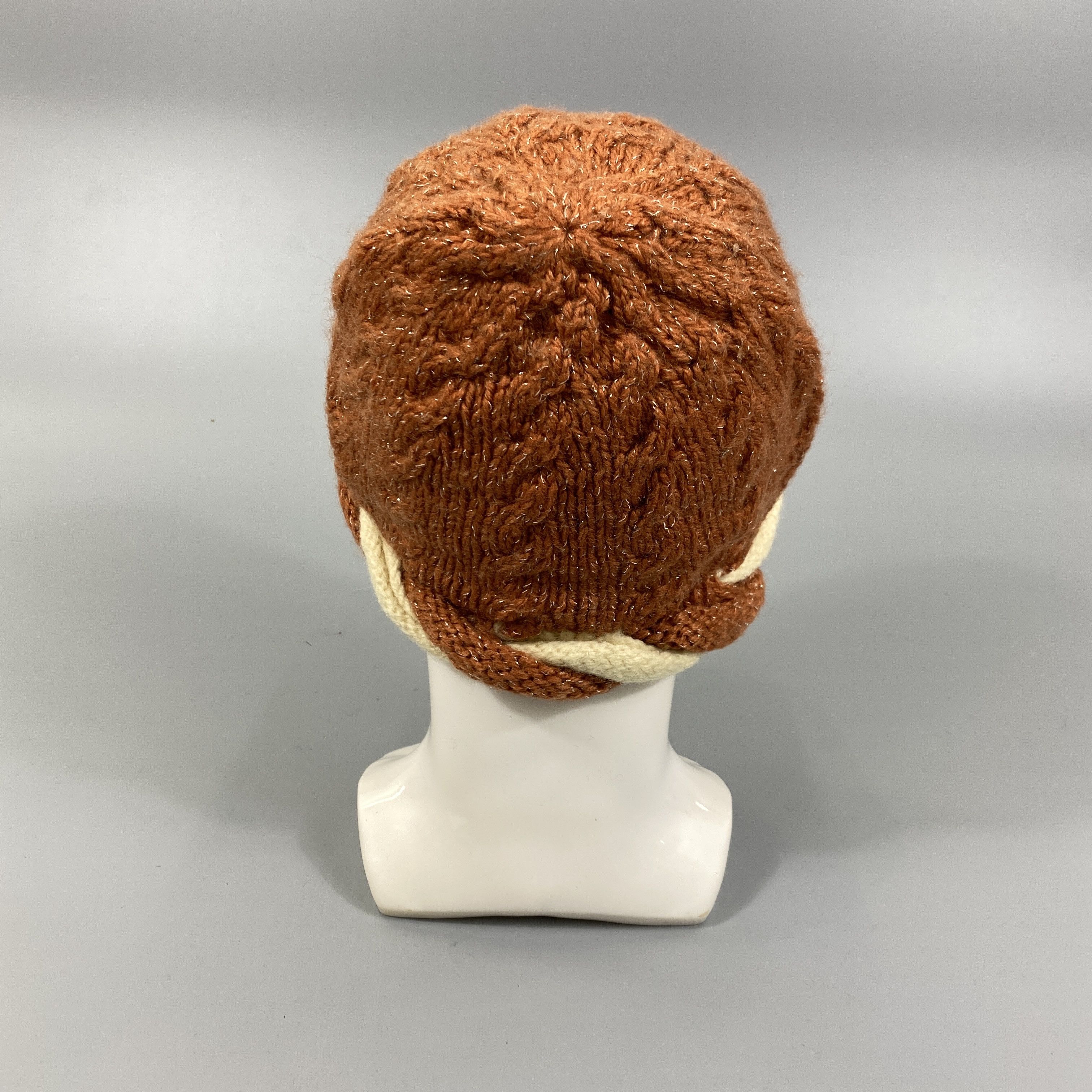 Japanese Brand Braided Brown Snow Cap Hat -BN676 Size ONE SIZE - 3 Thumbnail