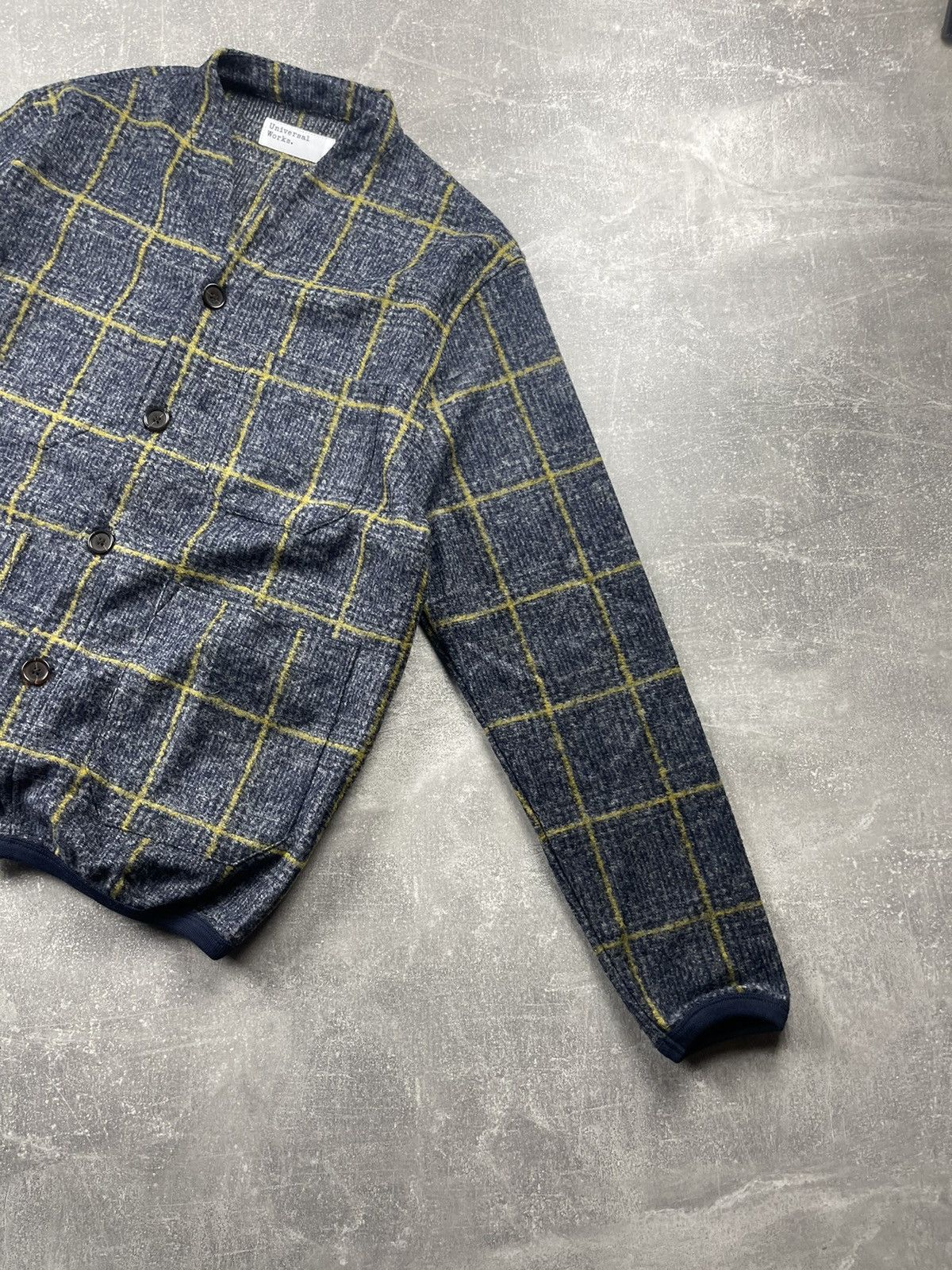 Universal Works Universal Works Bari Fleece Cardigan Navy Windowpane Check Size US M / EU 48-50 / 2 - 5 Thumbnail