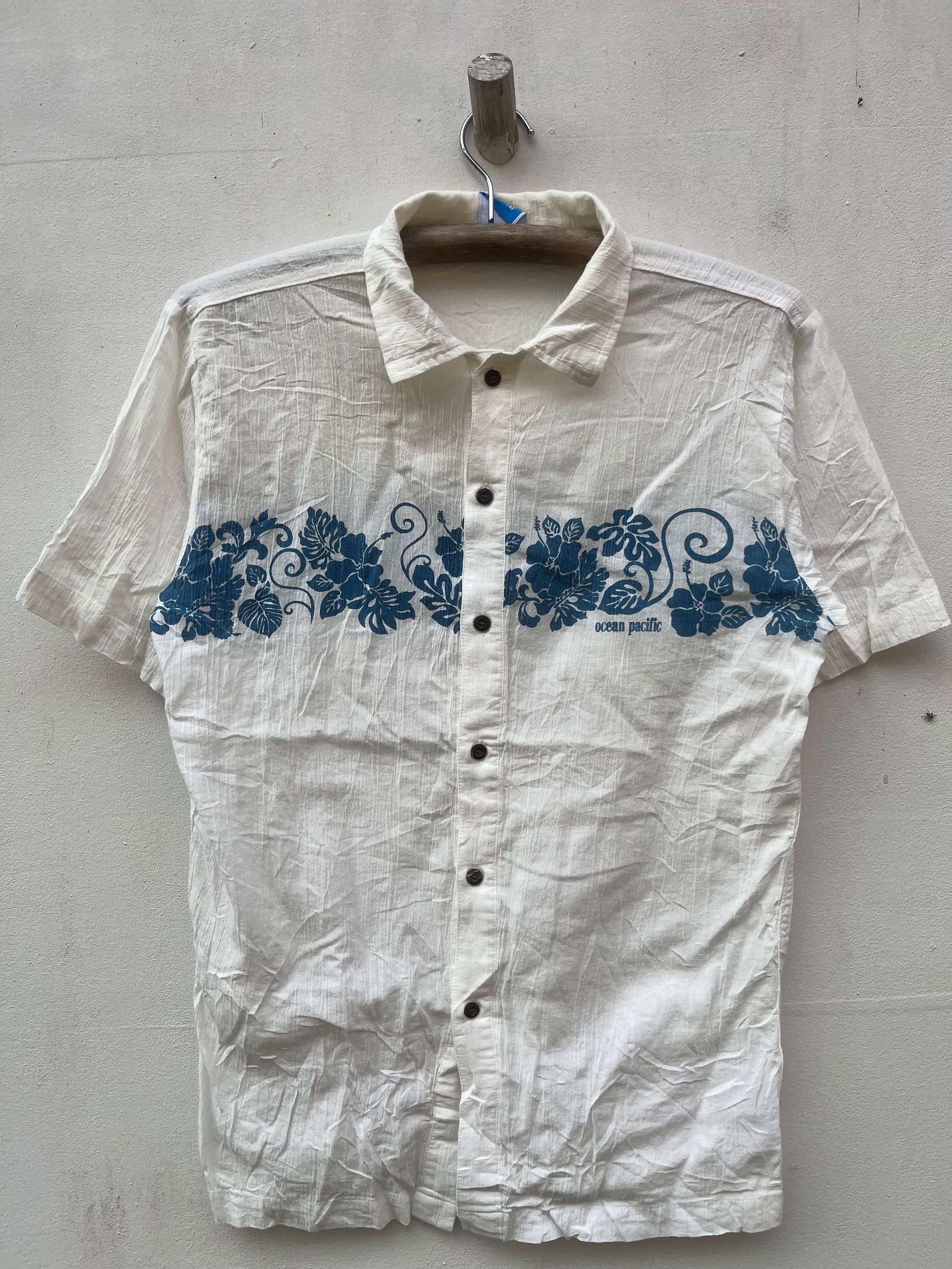 Ocean Pacific Vintage Ocean Pacific Aloha Hawaiian Hawaii Dress Shirt Size US L / EU 52-54 / 3 - 1 Thumbnail