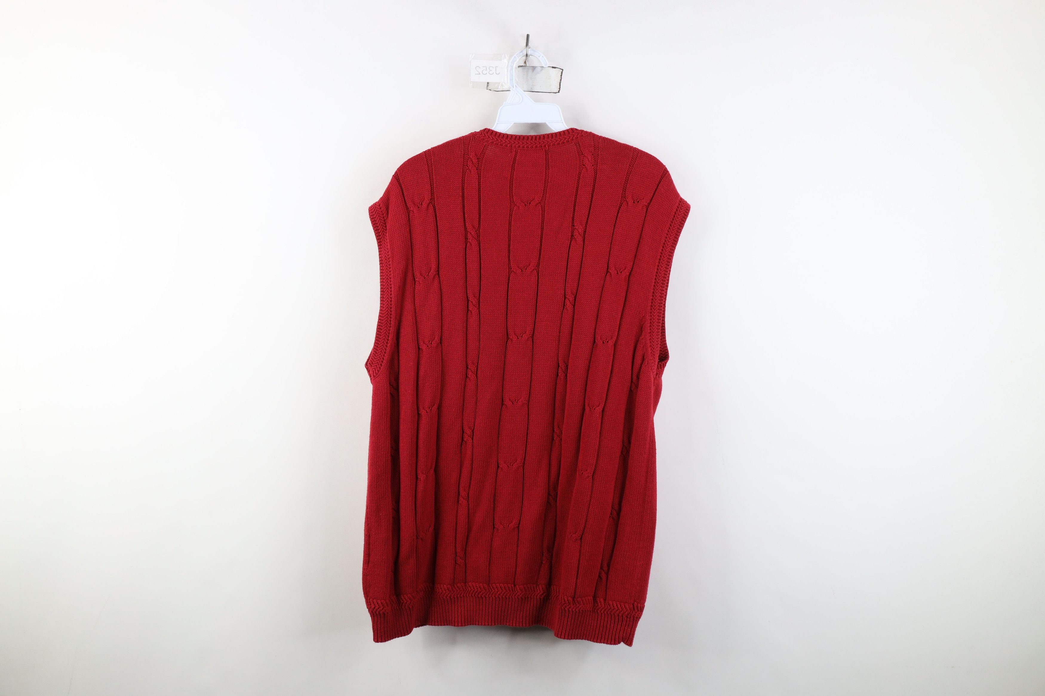 Nautica Vintage 90s Nautica Knit Cardigan Sweater Vest Red Cotton Size US L / EU 52-54 / 3 - 8 Thumbnail